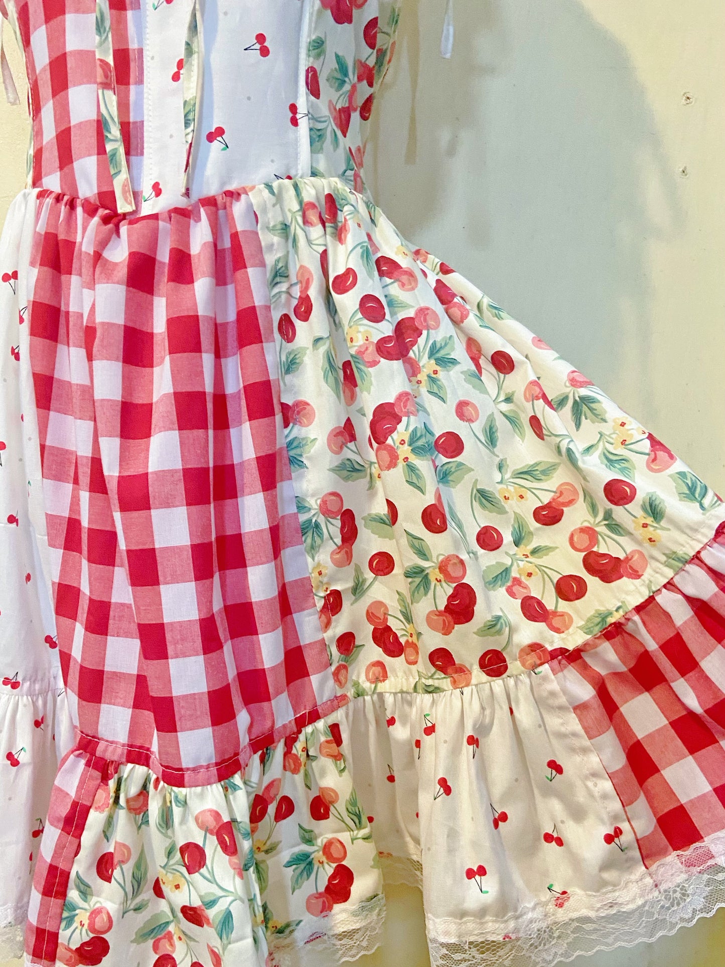 Cherry cherry Corset Patchwork Handmade Dress