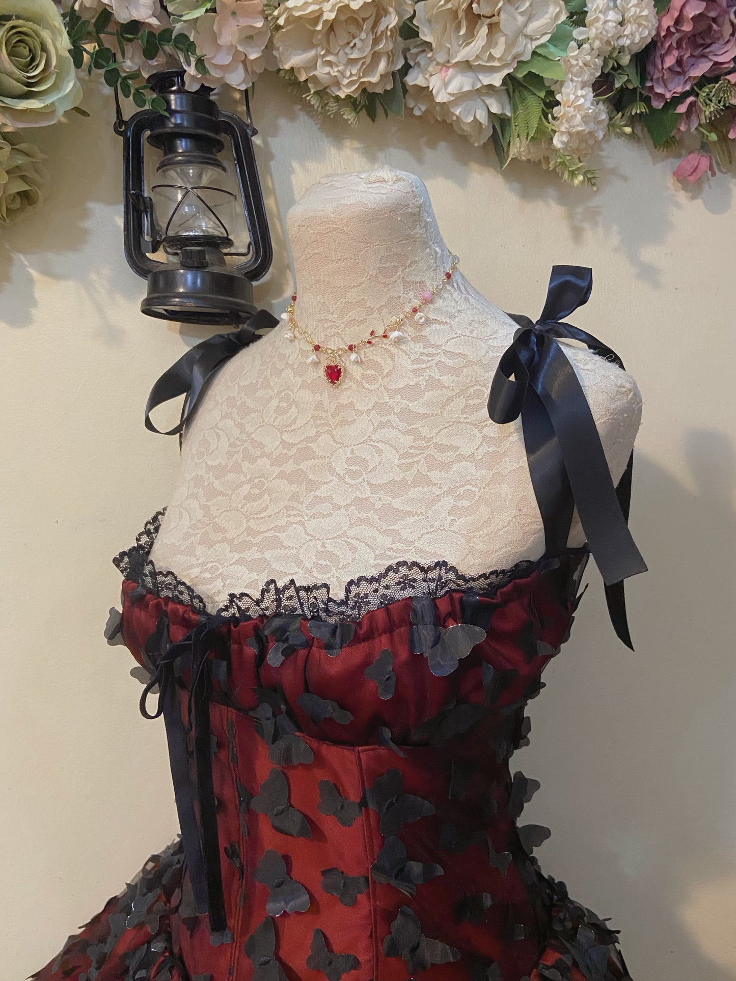 Black Butterflies Corset Dress Handmade Dress