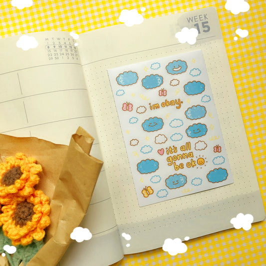 Im okay Clouds Sticker Sheet