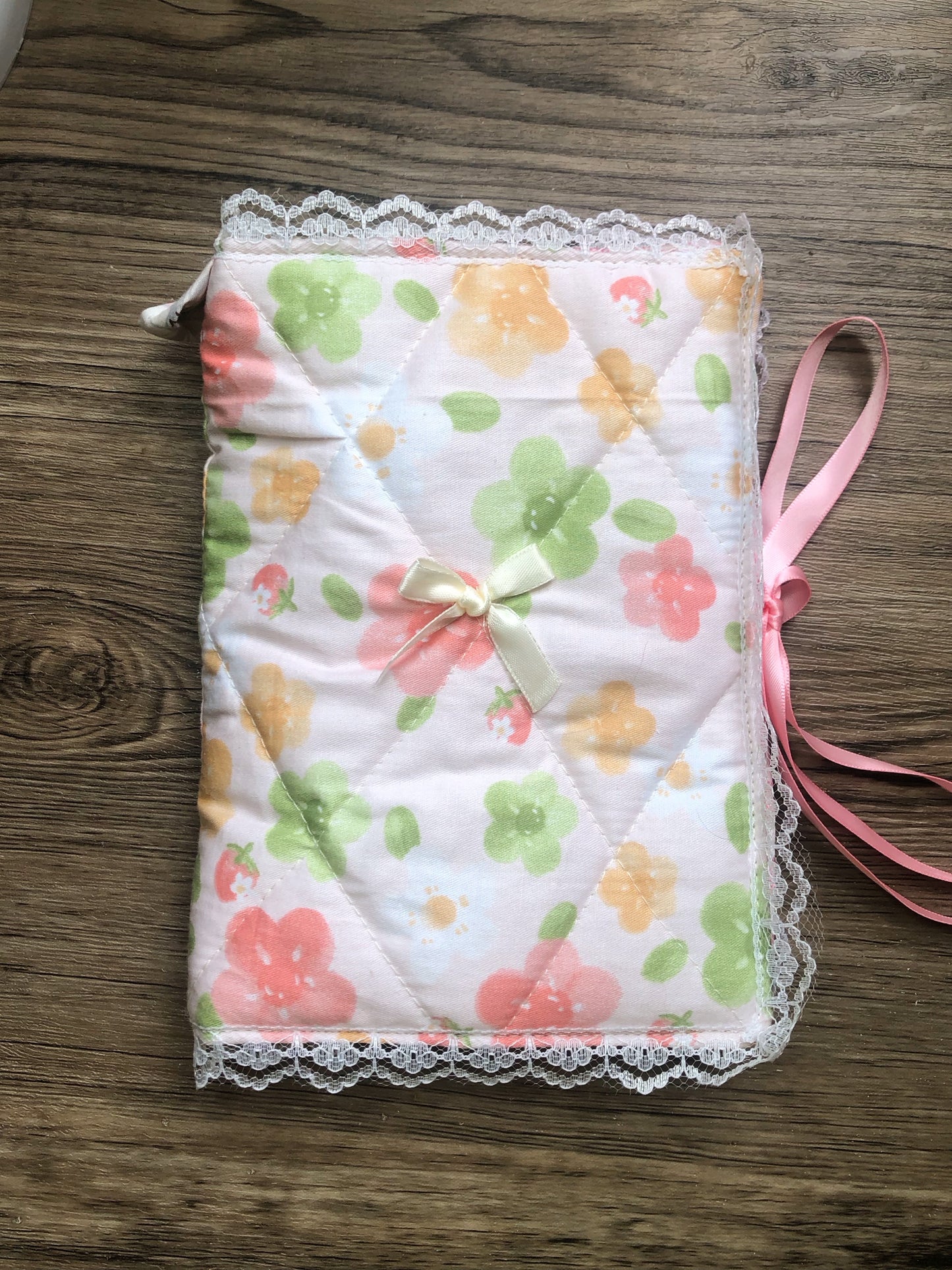 B6 Pink Floral Quilted Patchwork Journal / Notebook Cover
