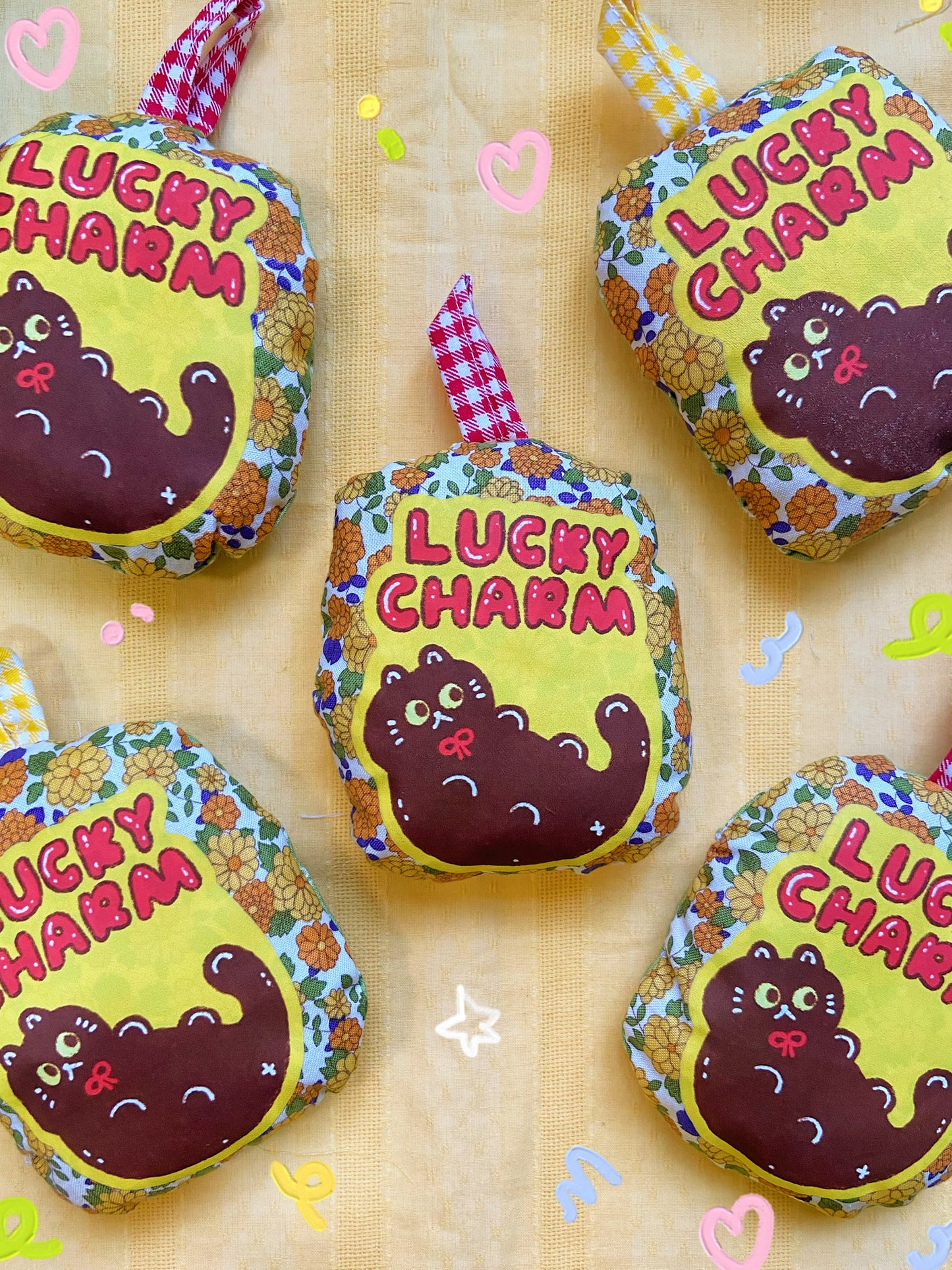 Lucky Charm Cat Pillow Handmade Keychain