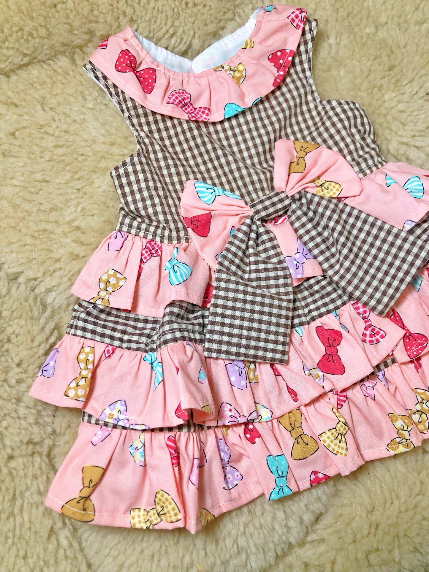 Ribbon Gingham Pet Handmade Dress