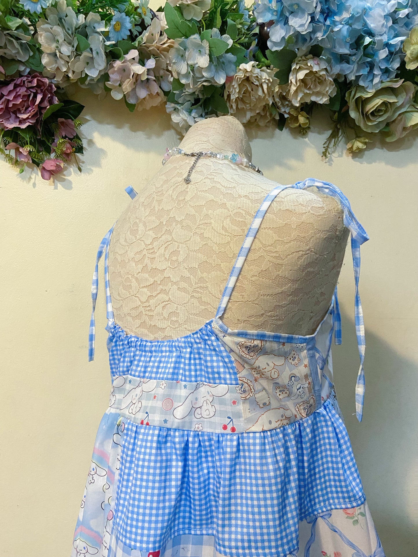 Blue Cute Duster Patchwork Handmade Dress