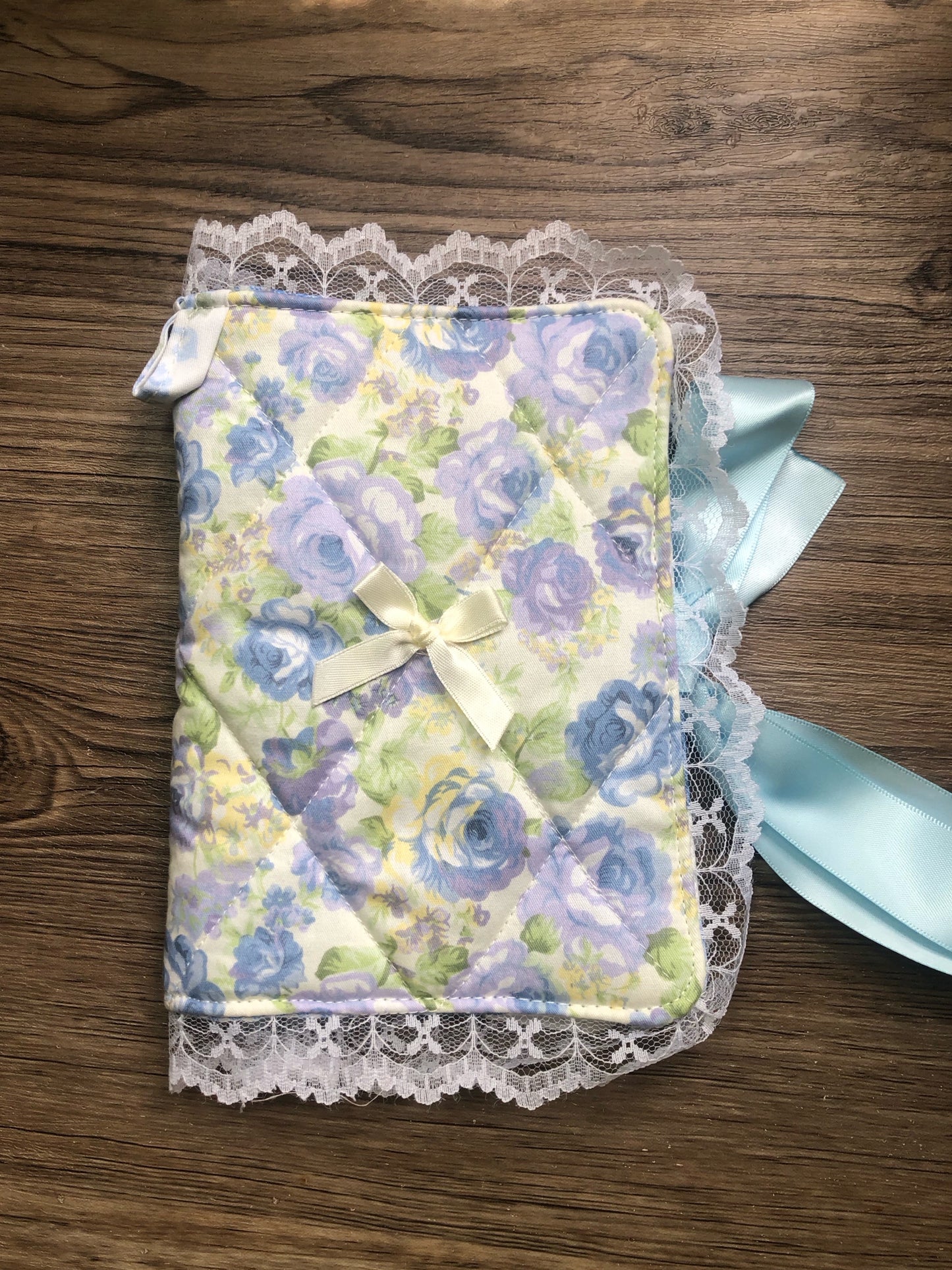 A6 Blue Floral Quilted Journal / Notebook Cover