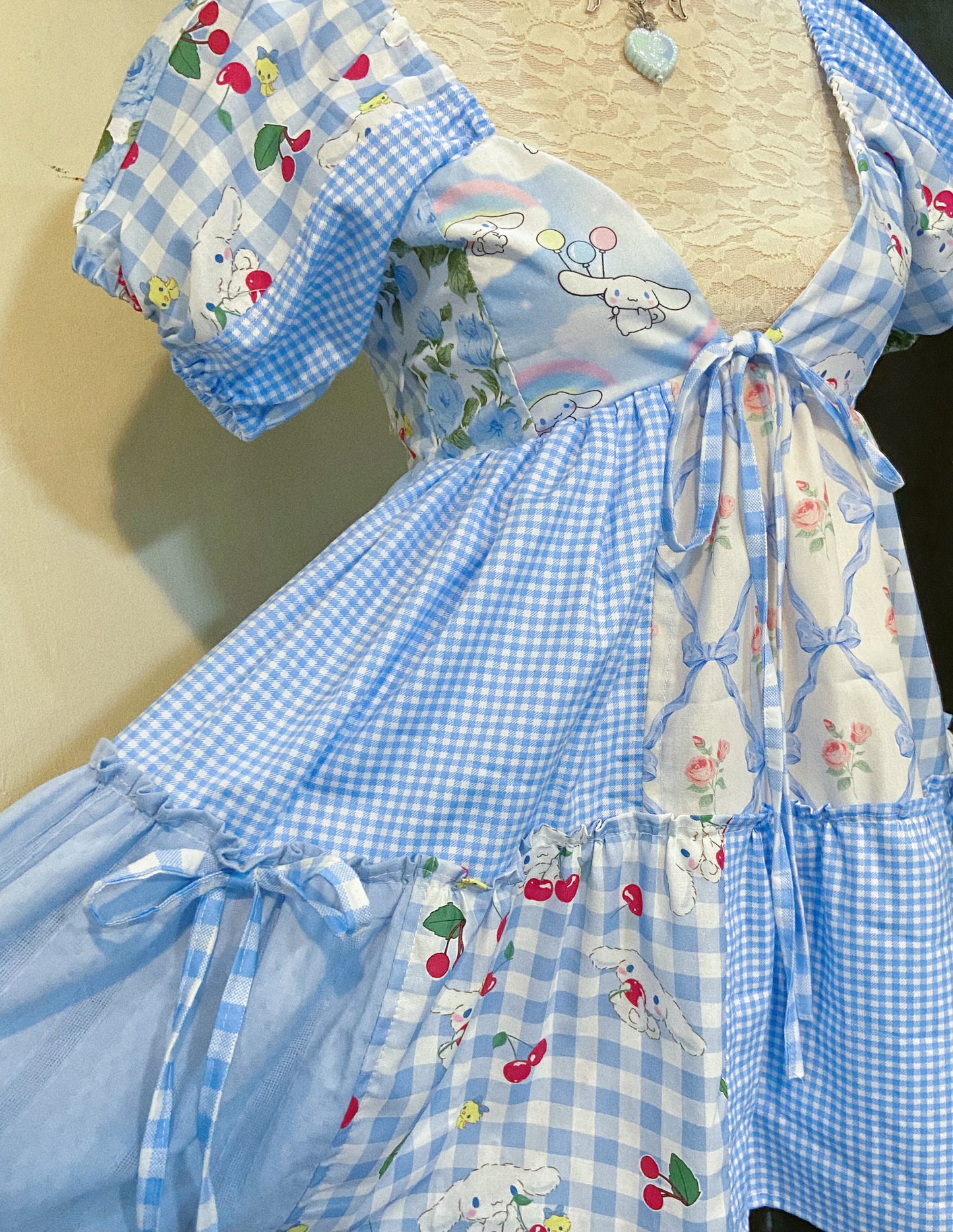 Pretty in Blue Patchwork Handmade Dress