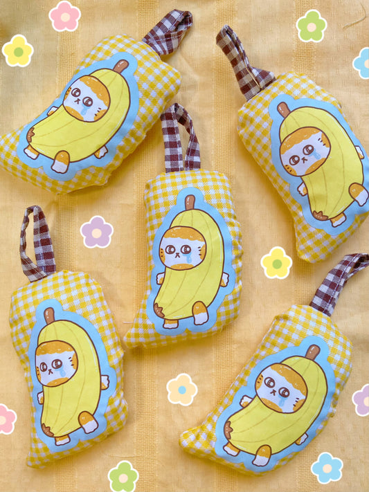 Banana Cat Crying Meme Squeaky Pillow Handmade Keychain