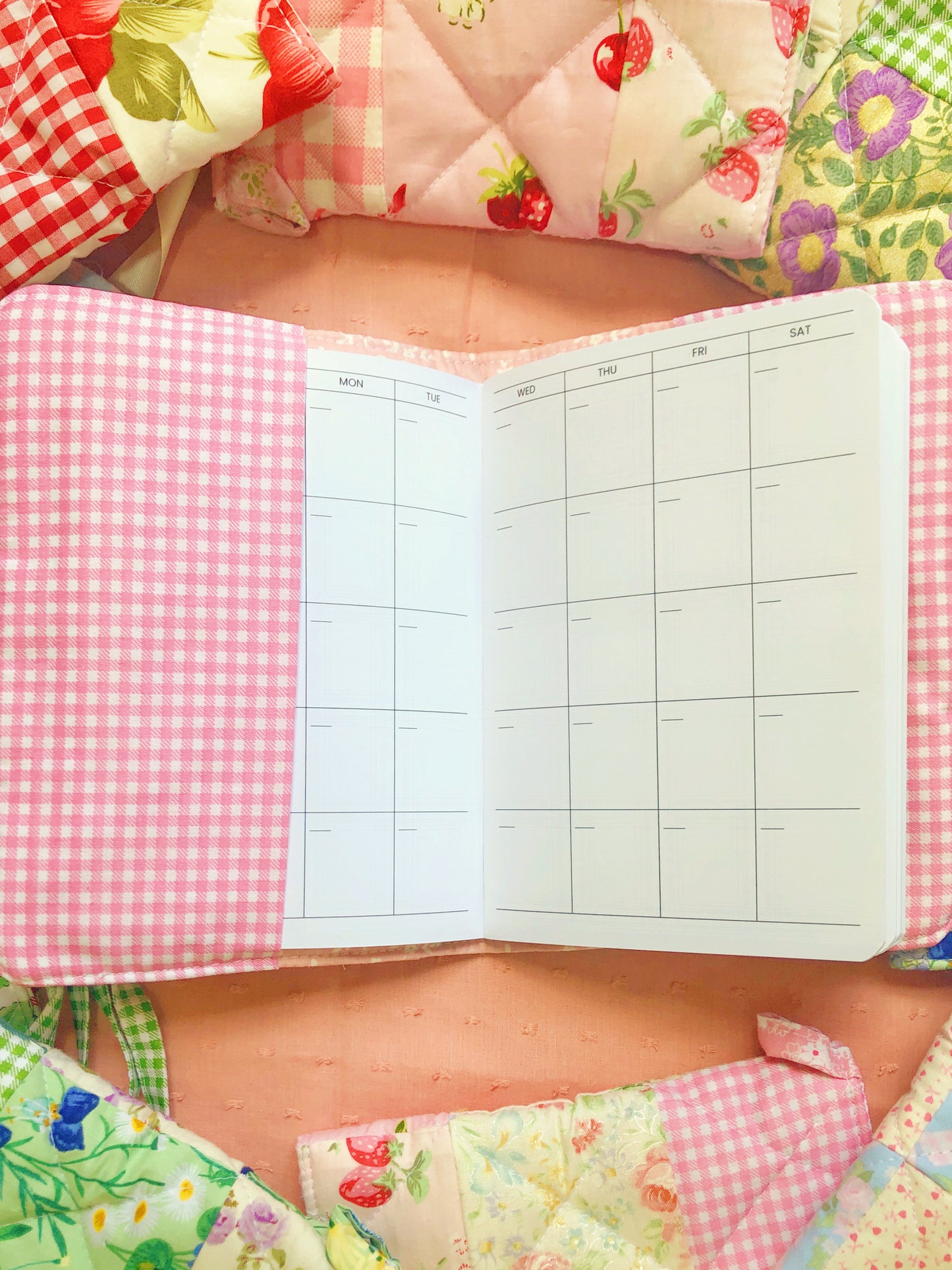 B6 Strawberry flowers Quilted Patchwork Journal / Notebook Cover