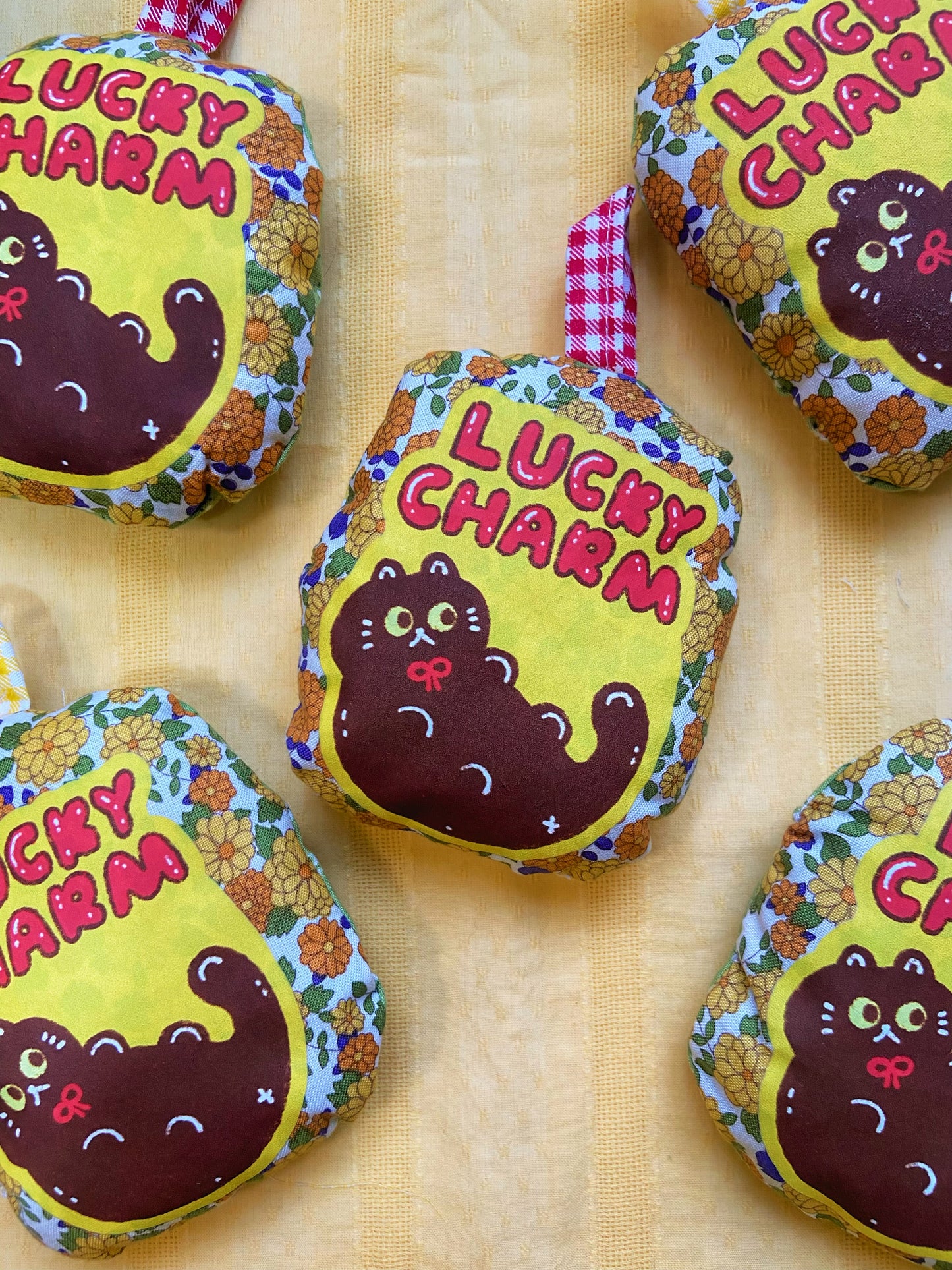 Lucky Charm Cat Pillow Handmade Keychain