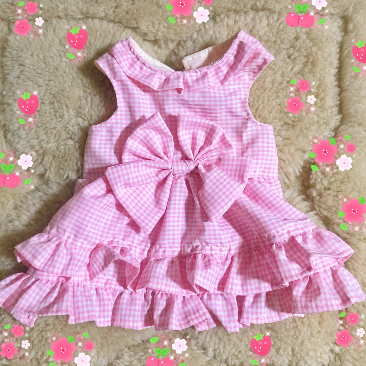 Pink Gingham Pet Handmade Dress