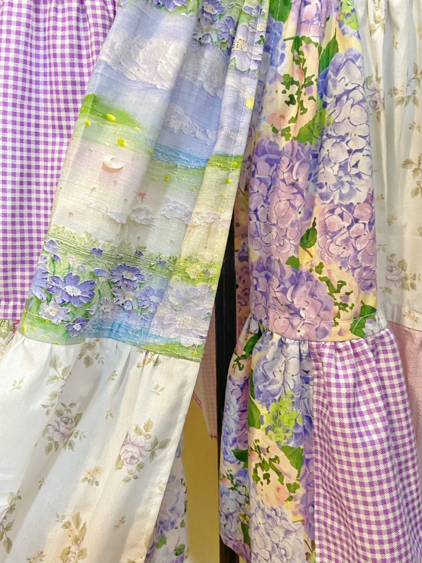 Purple Fields Milkmaid Patchwork Handmade Dress