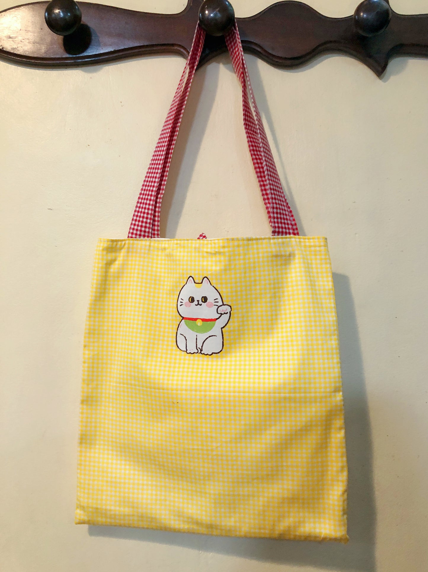 Luck Cat Handmade Tote Bag