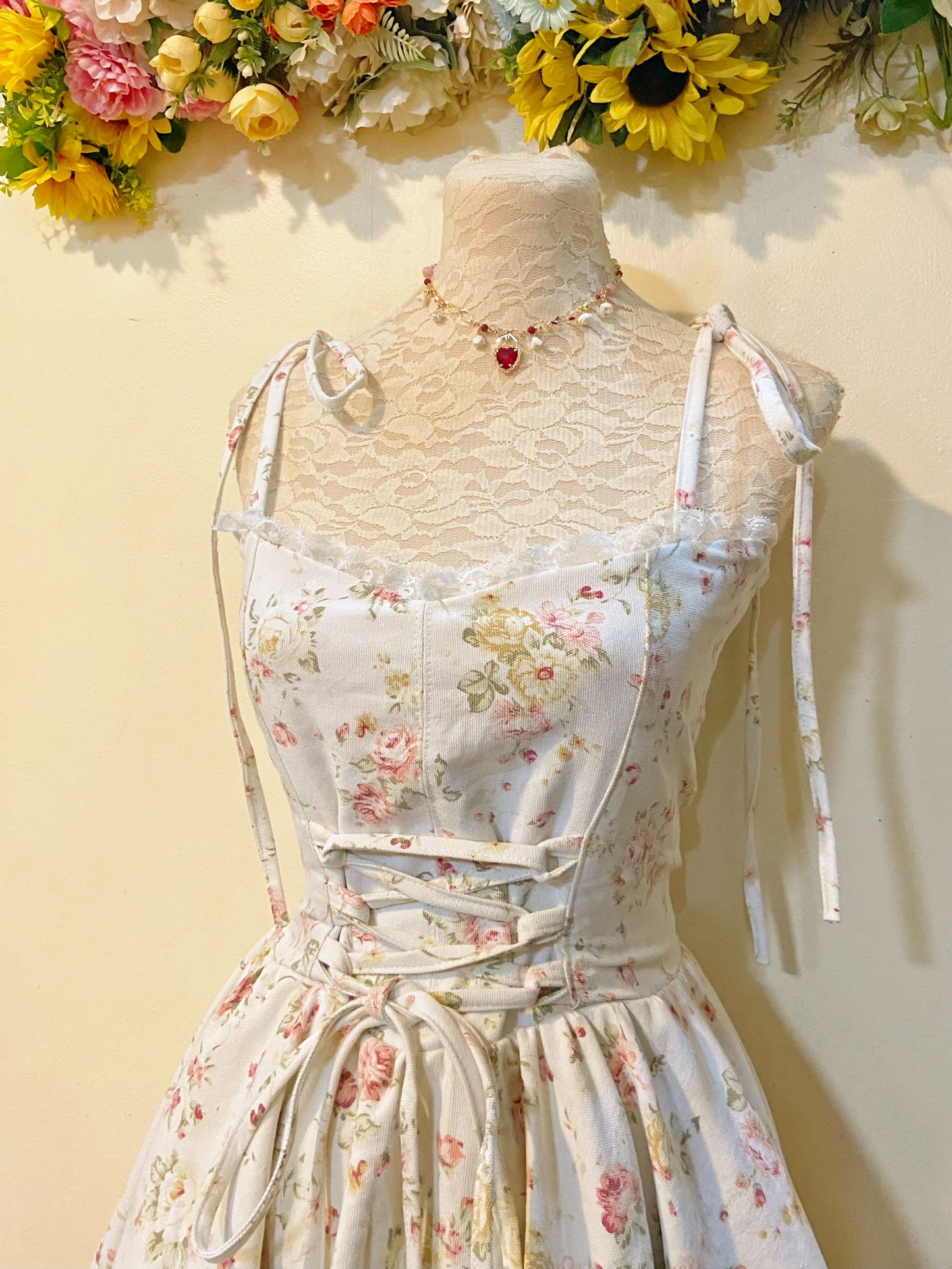 Vintage Roses Corset Handmade Dress