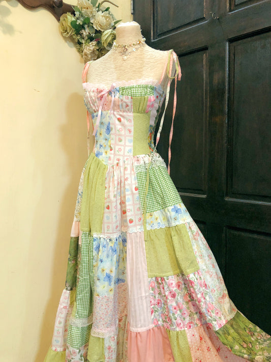 Garden of Flowers Patchwork Corset Handmade Dress