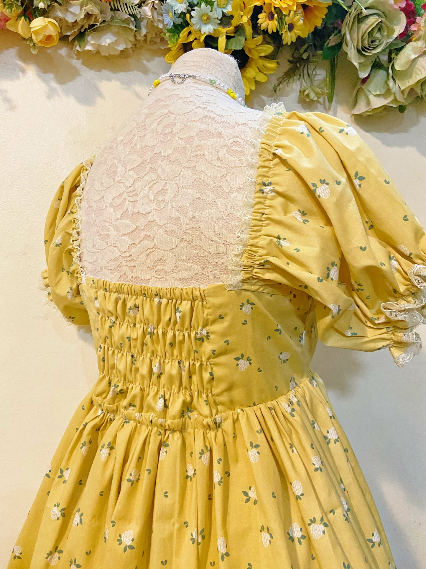 Yellow Florals Mini Handmade Dress