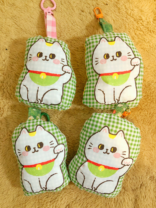 Big Lucky Cat Squeaky Pillow Handmade Keychain