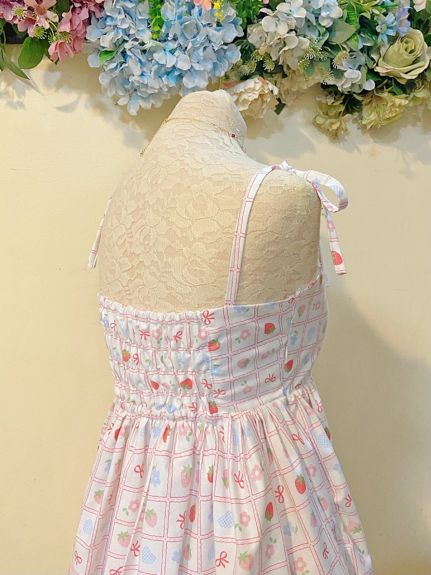 Cute Strawberry Blooms Handmade Dress