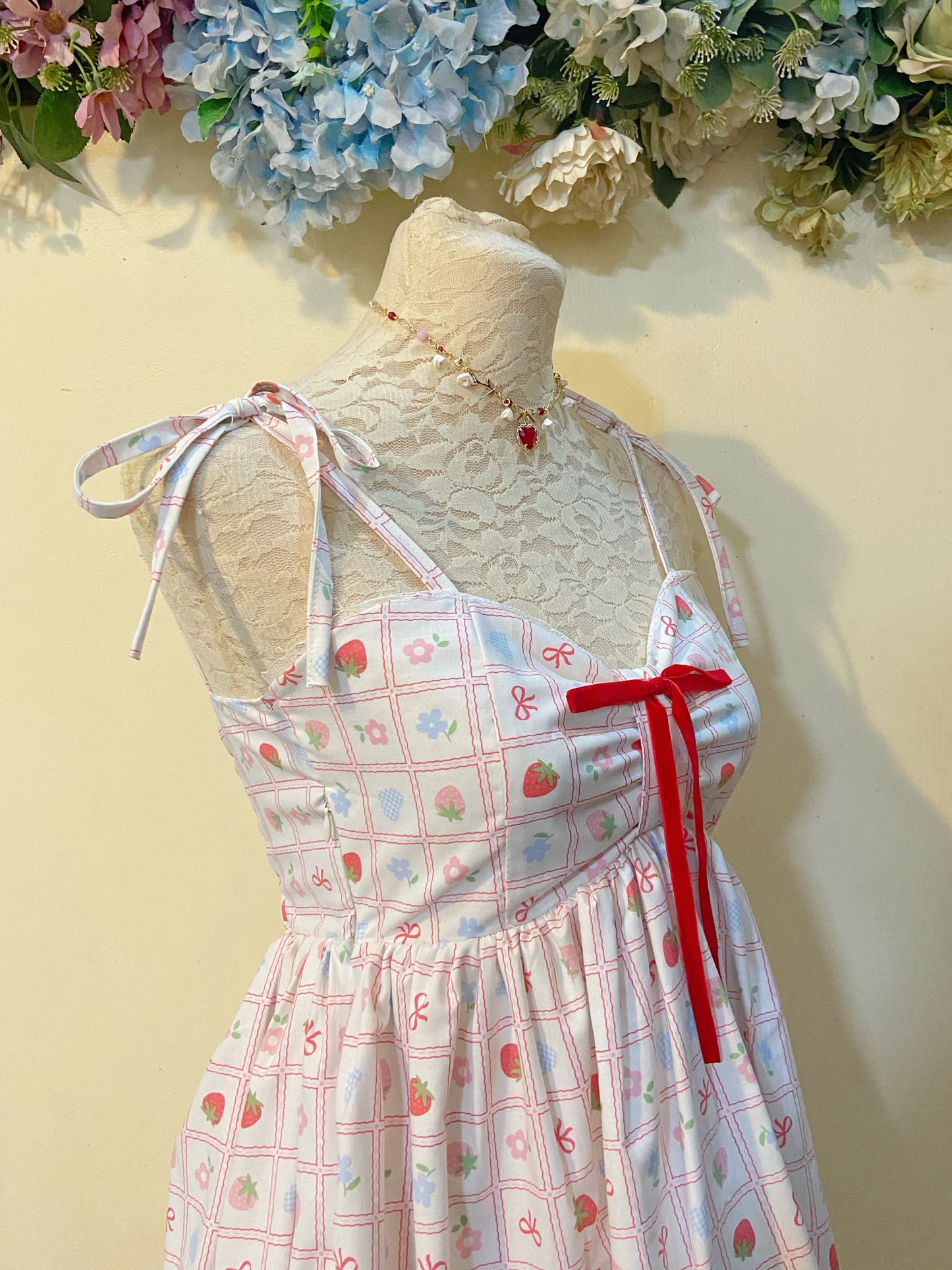 Cute Strawberry Blooms Handmade Dress
