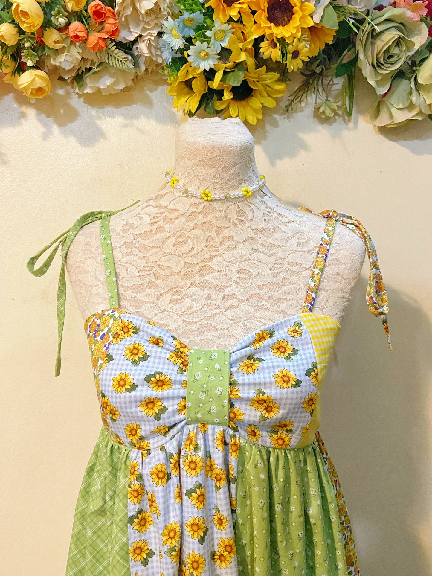 Sunflower Patchwork Handmade Dress