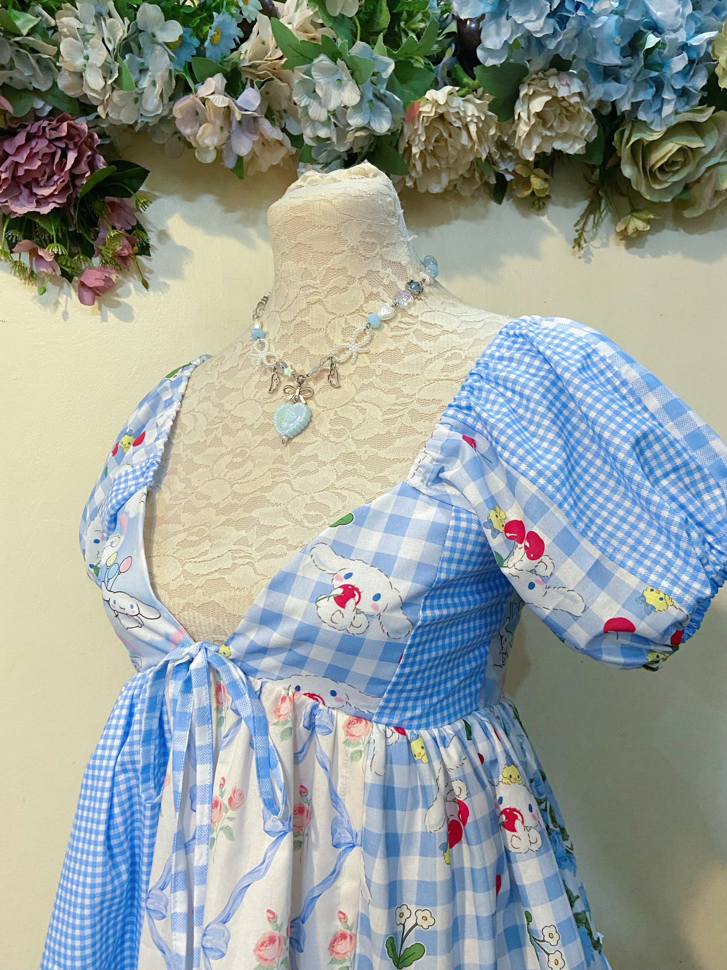 Pretty in Blue Patchwork Handmade Dress
