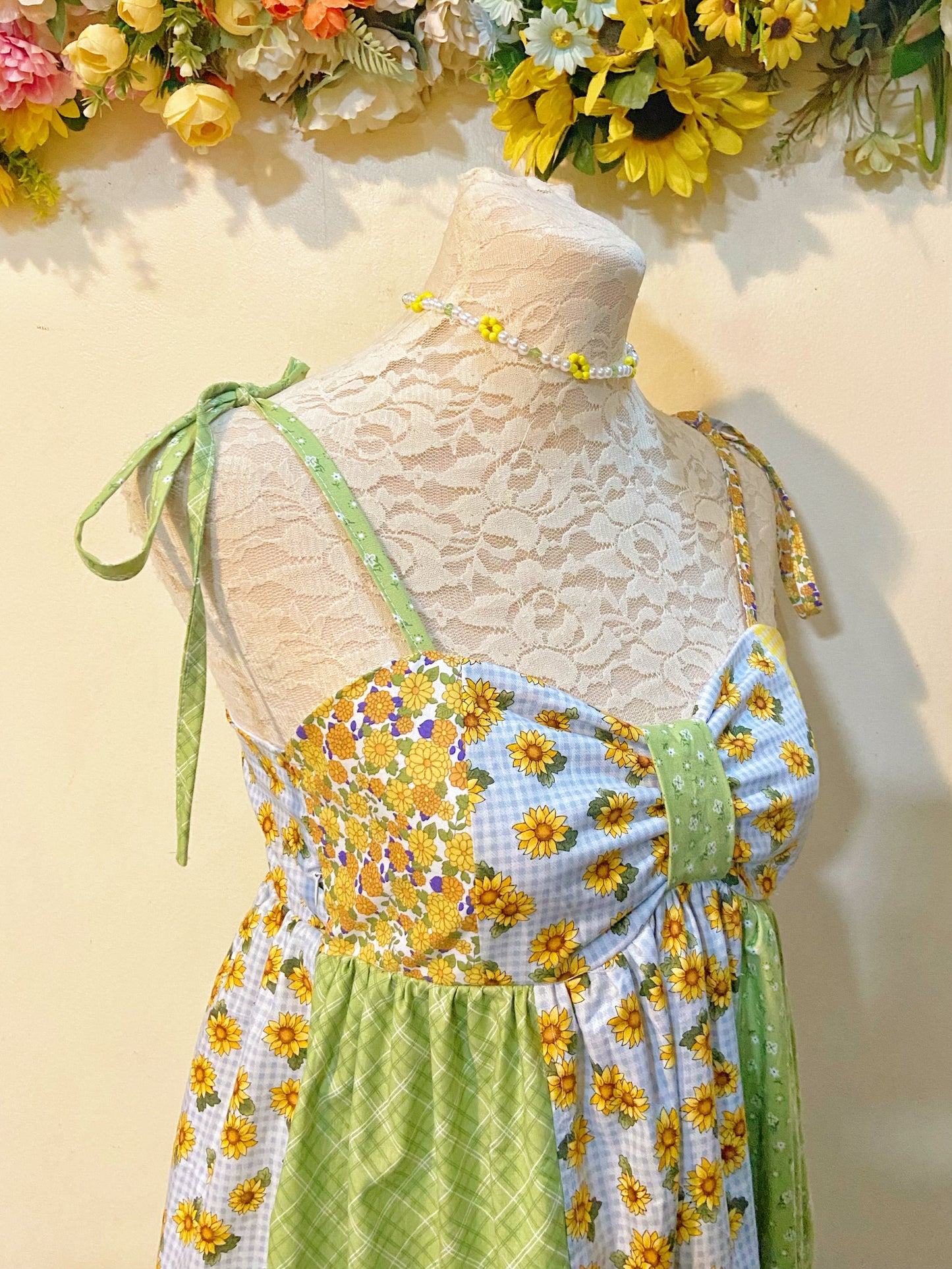 Sunflower Patchwork Handmade Dress