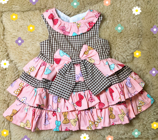 Ribbon Gingham Pet Handmade Dress