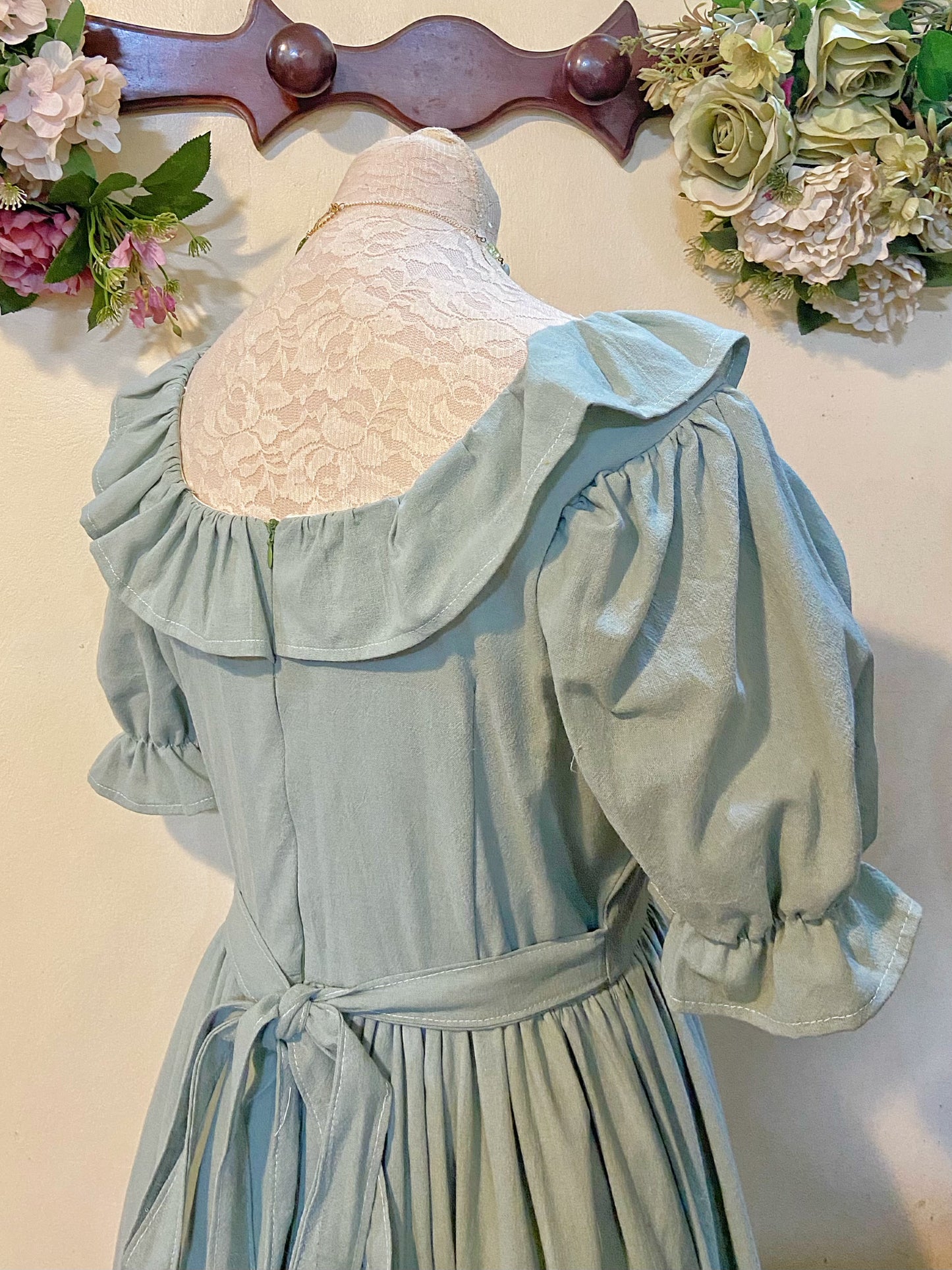 Lovely Green Linen Dress Handmade Dress