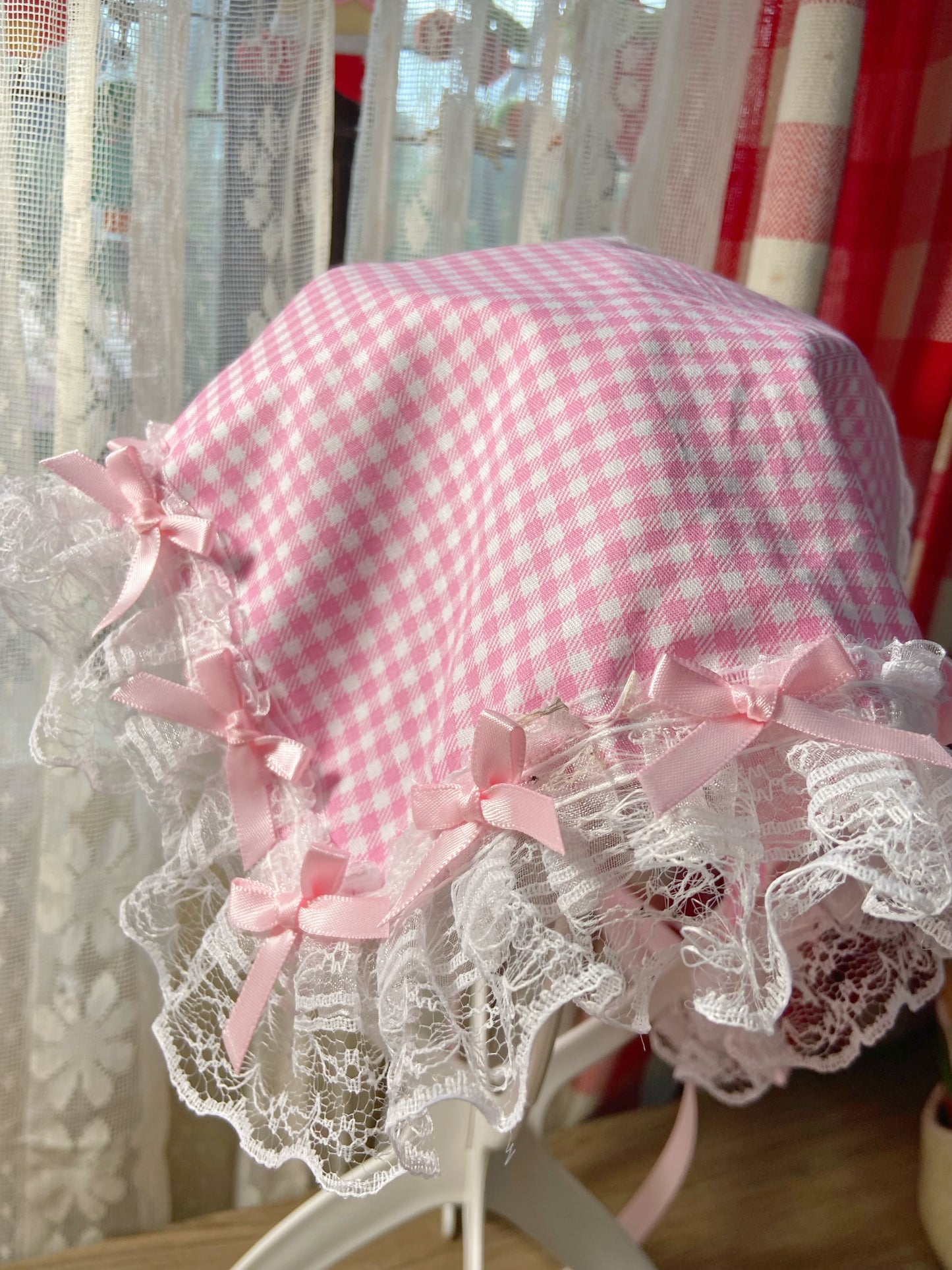 Pink Gingham Laces and Ribbon Lola Pandong