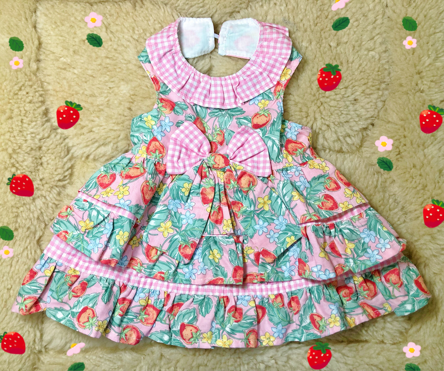 Strawberry Picnic Pet Handmade Dress