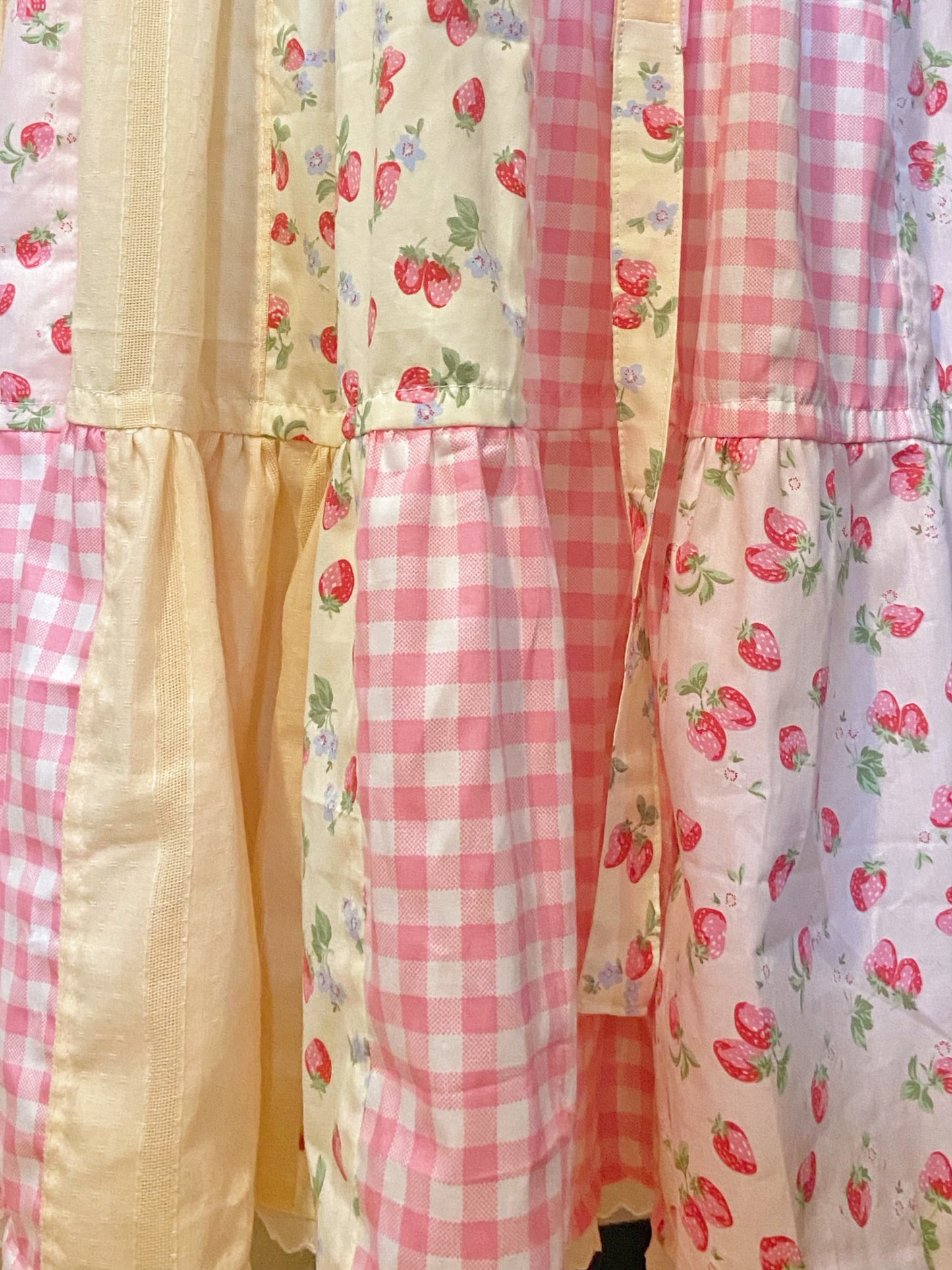 (PRE ORDER) Strawberries and Cream Patchwork Handmade Dress