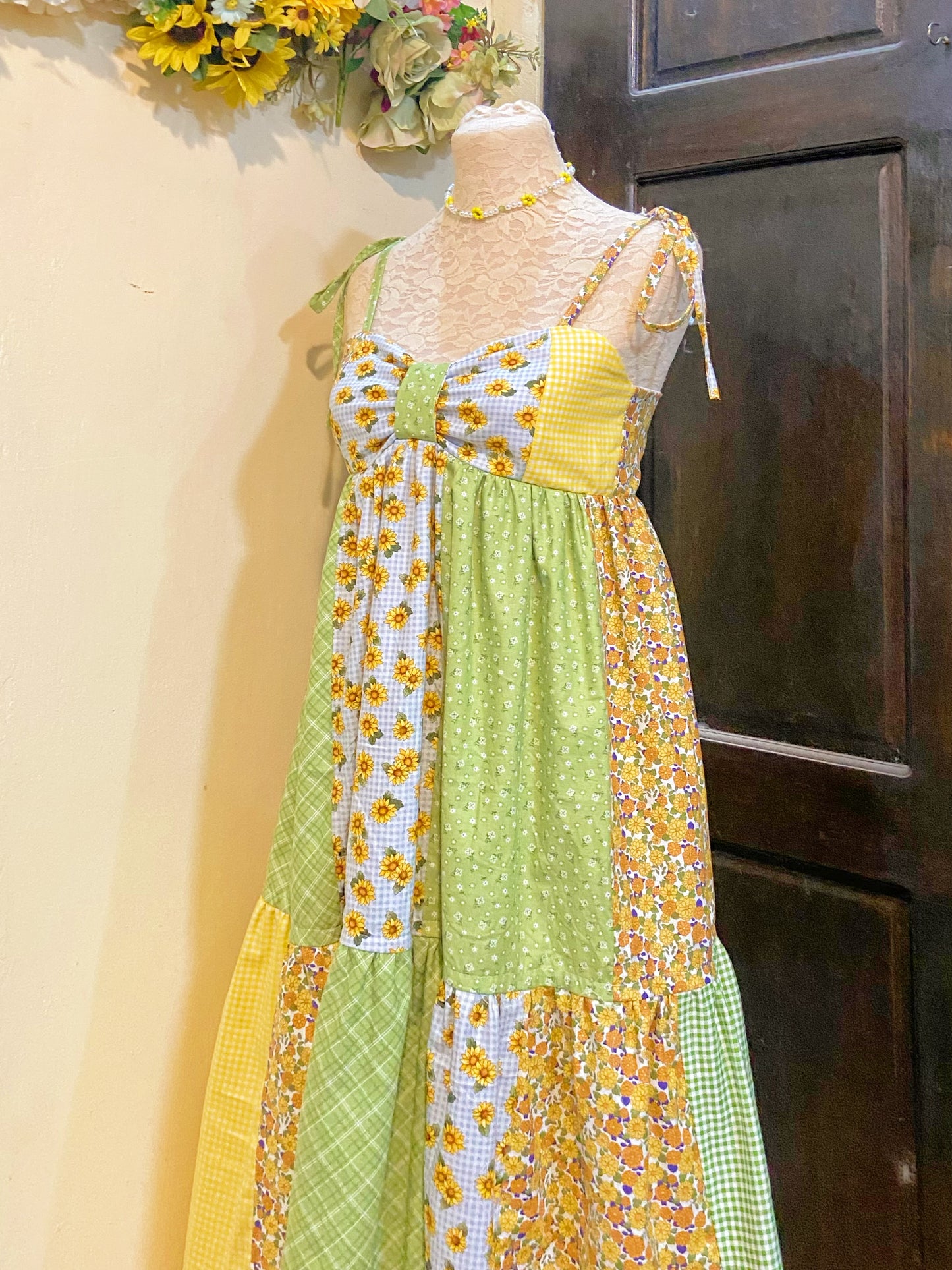 Sunflower Patchwork Handmade Dress