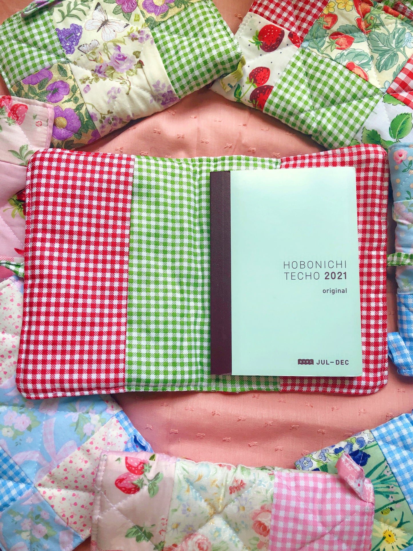 A6 Strawberry Red Quilted Patchwork Journal / Notebook Cover