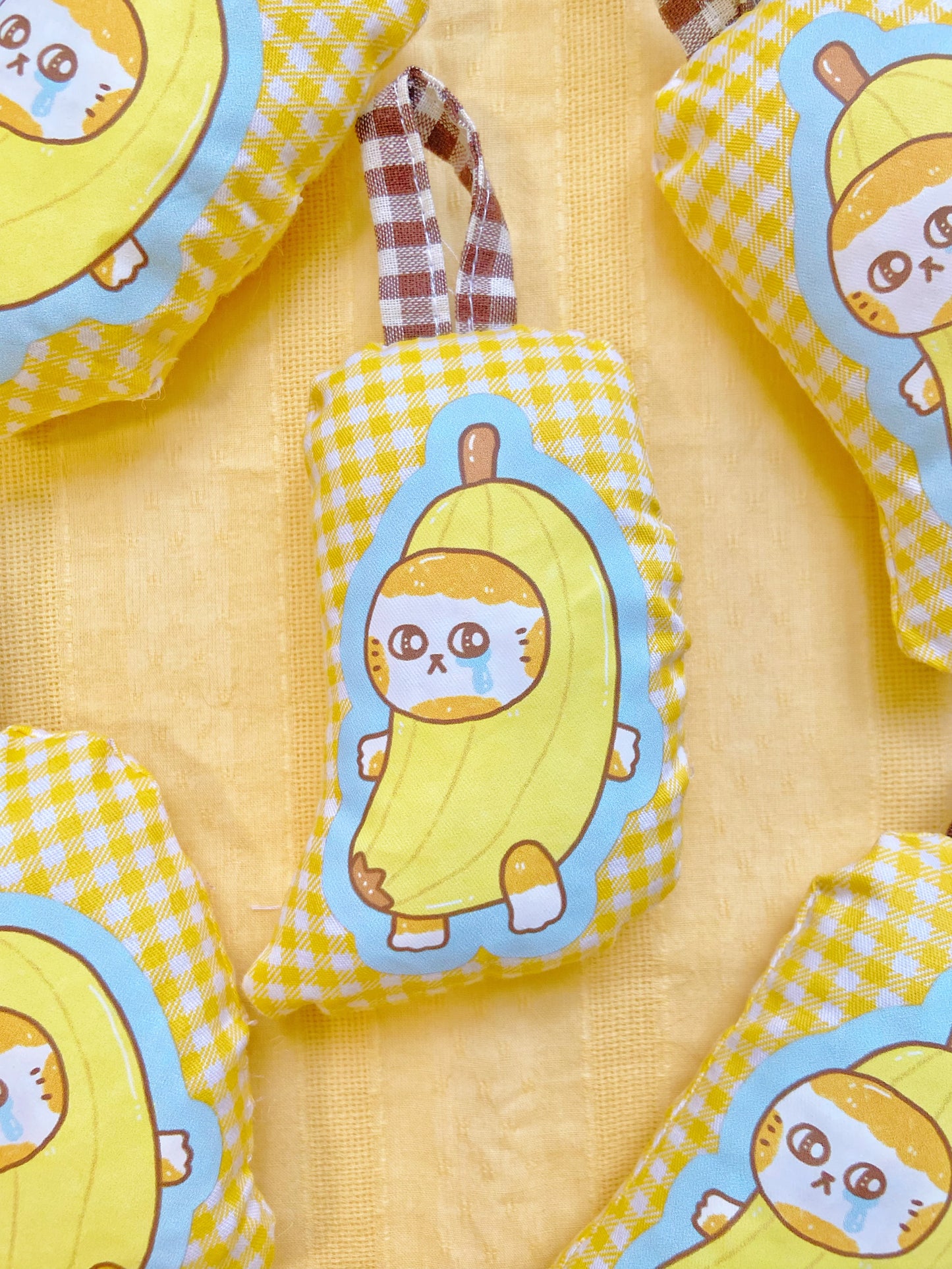 Banana Cat Crying Meme Squeaky Pillow Handmade Keychain