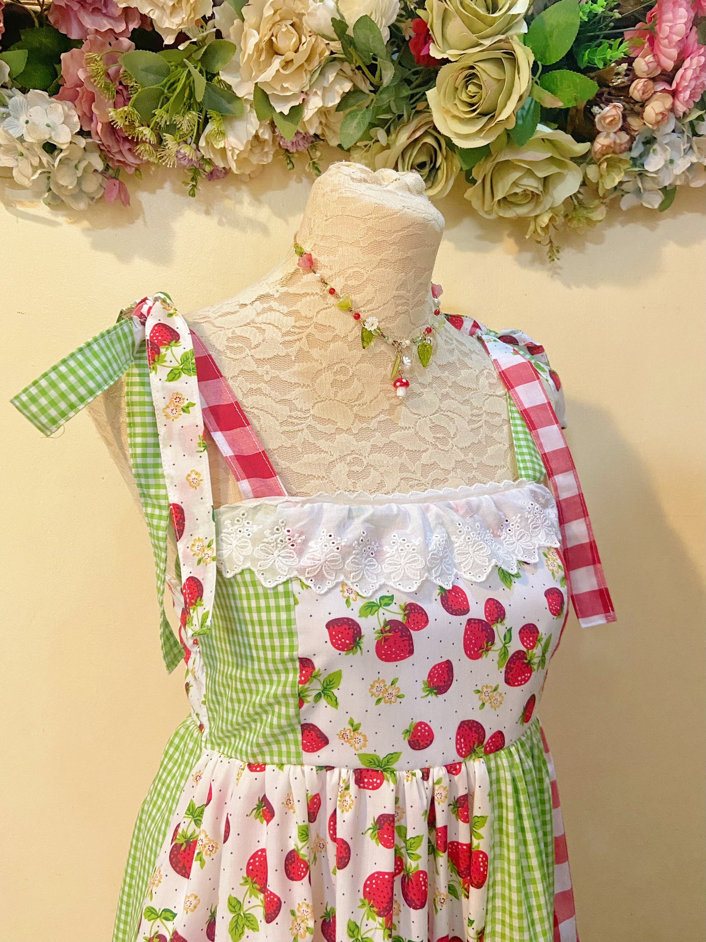 (PRE ORDER) Strawberry Picking Patchwork Handmade Dress