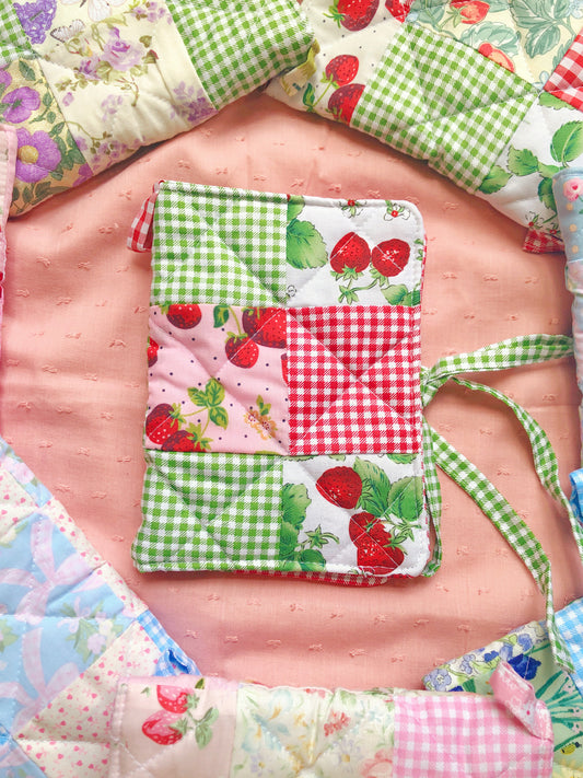 A6 Strawberry Red Quilted Patchwork Journal / Notebook Cover