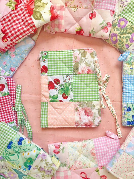 B6 Strawberry flowers Quilted Patchwork Journal / Notebook Cover