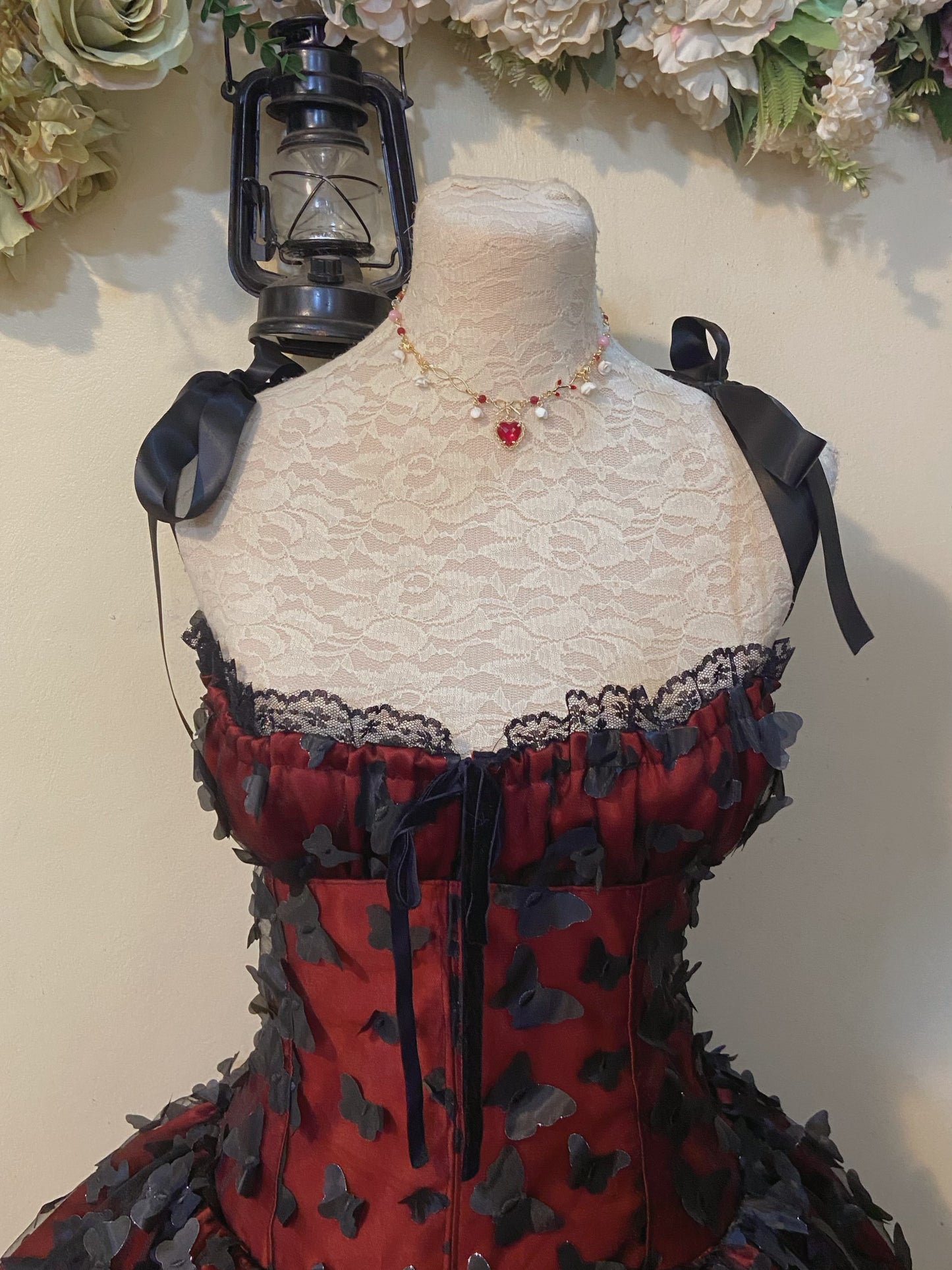 Black Butterflies Corset Dress Handmade Dress
