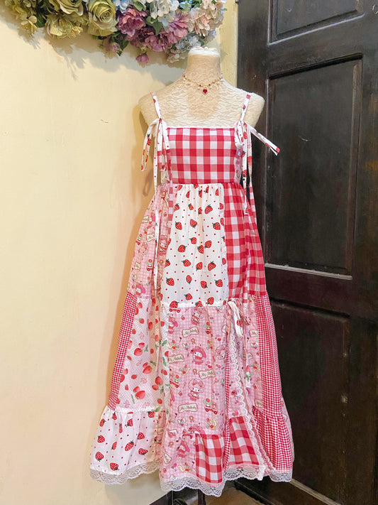 Melody’s Strawberries Patchwork Handmade Dress