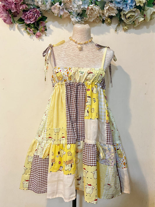 Pudding so cute Babydoll Patchwork Handmade Dress