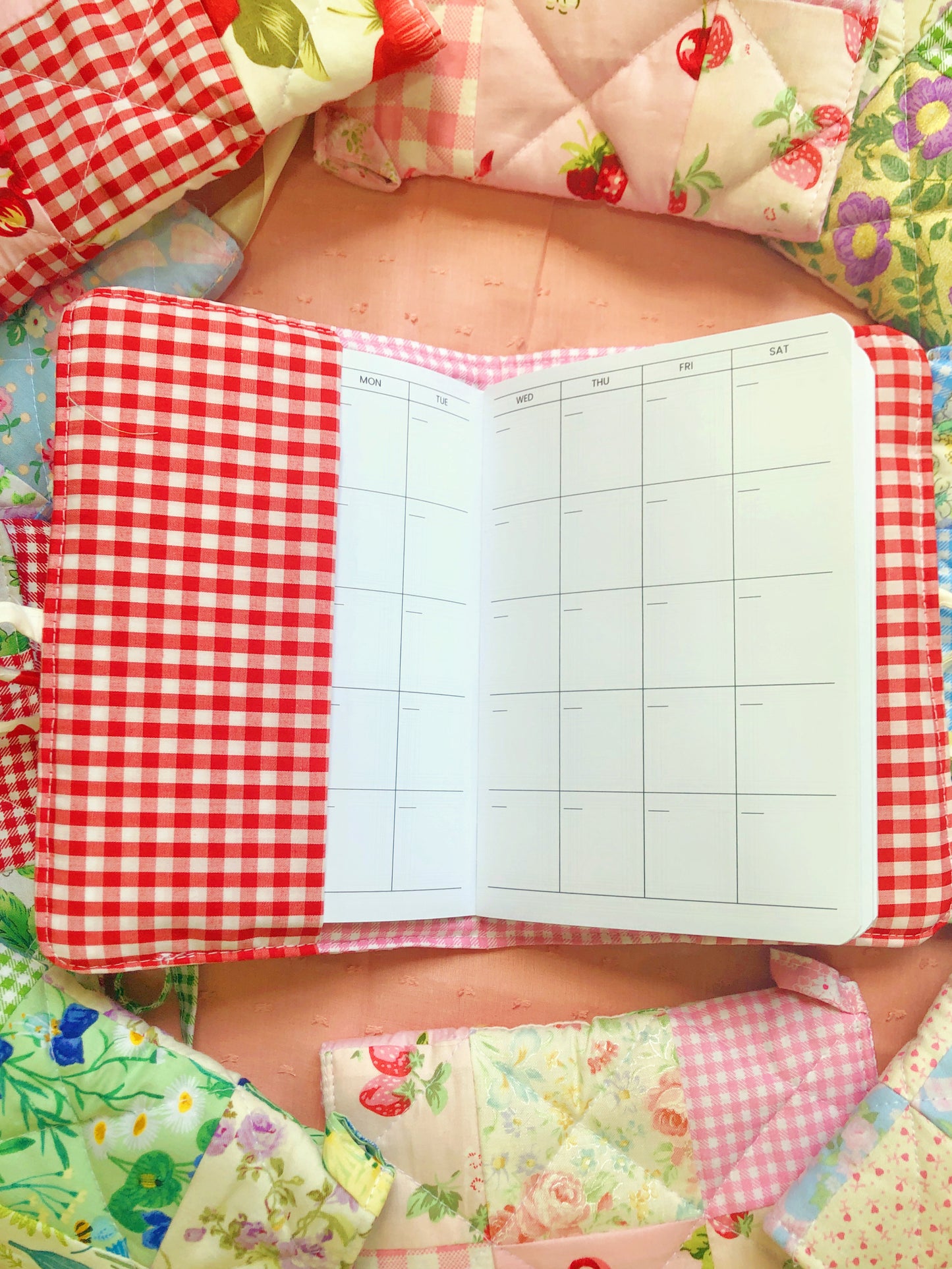 B6 Red and Pink Strawberry Quilted Patchwork Journal / Notebook Cover