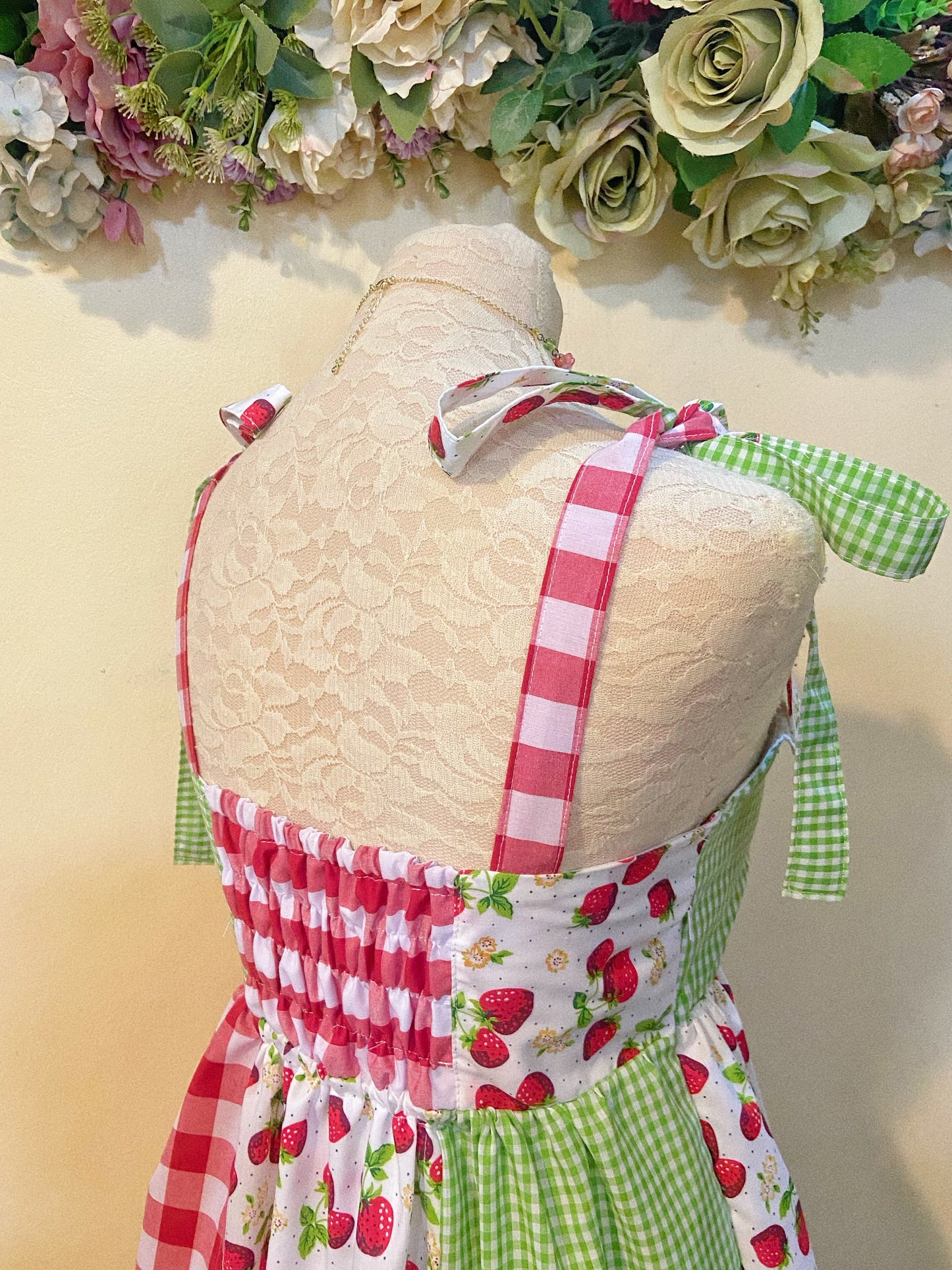 (PRE ORDER) Strawberry Picking Patchwork Handmade Dress