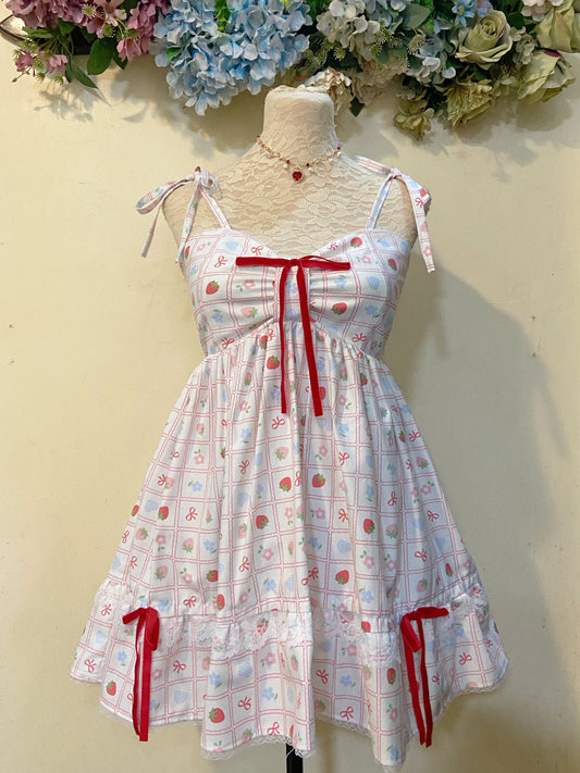 Cute Strawberry Blooms Handmade Dress