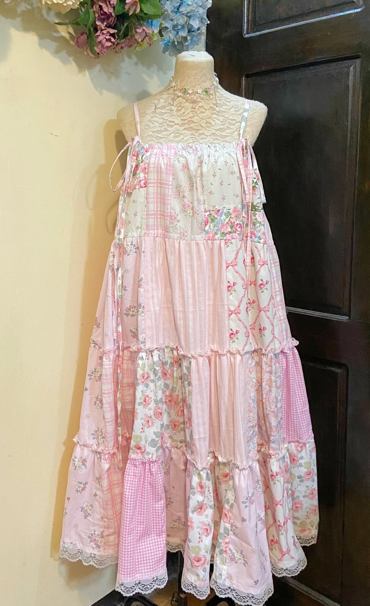 Pink Roses Patchwork Duster Dress