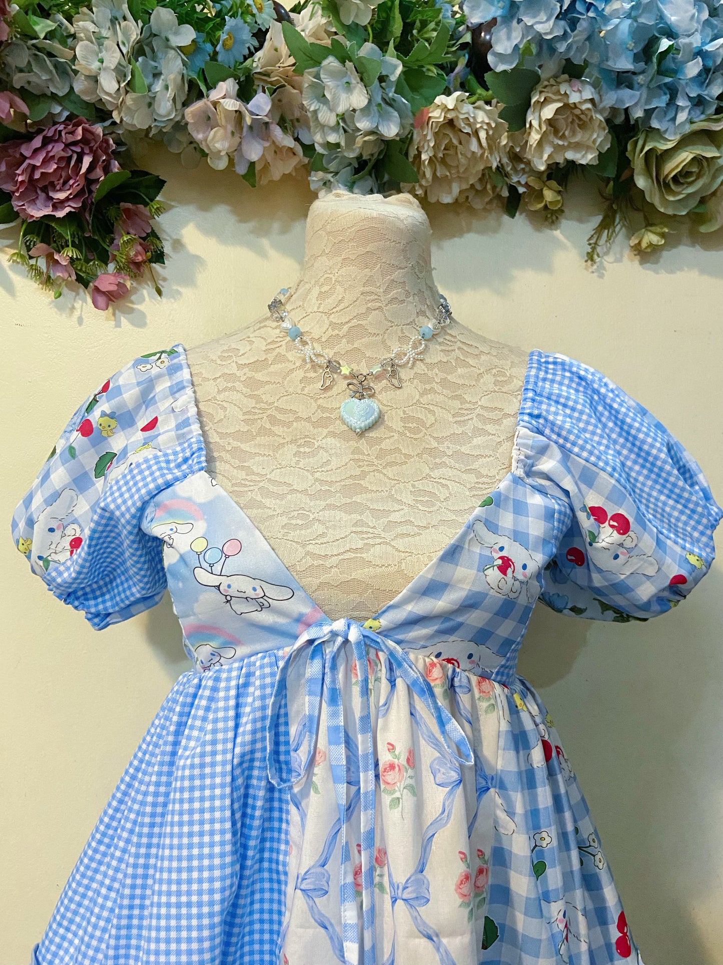 Pretty in Blue Patchwork Handmade Dress