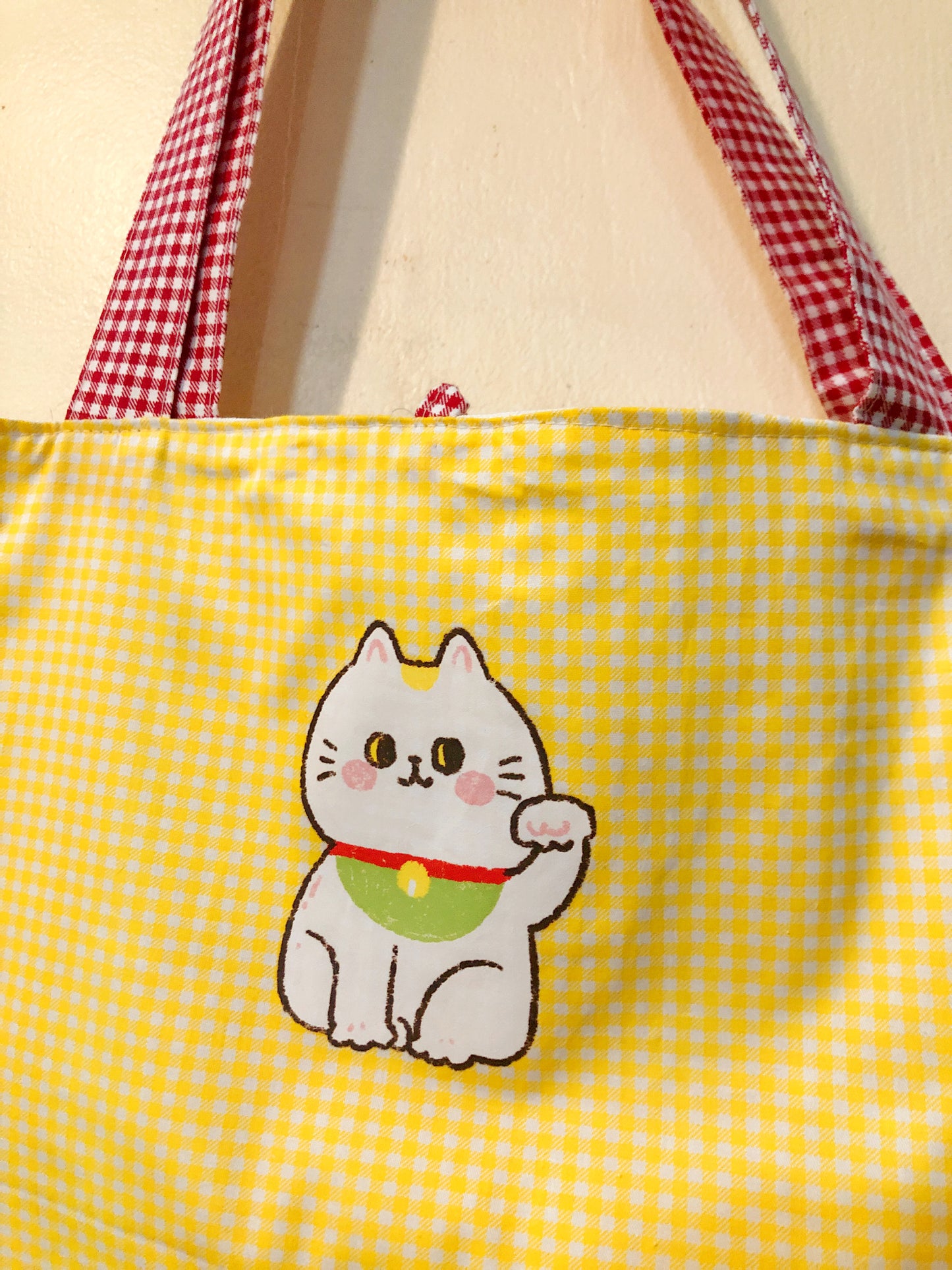 Luck Cat Handmade Tote Bag