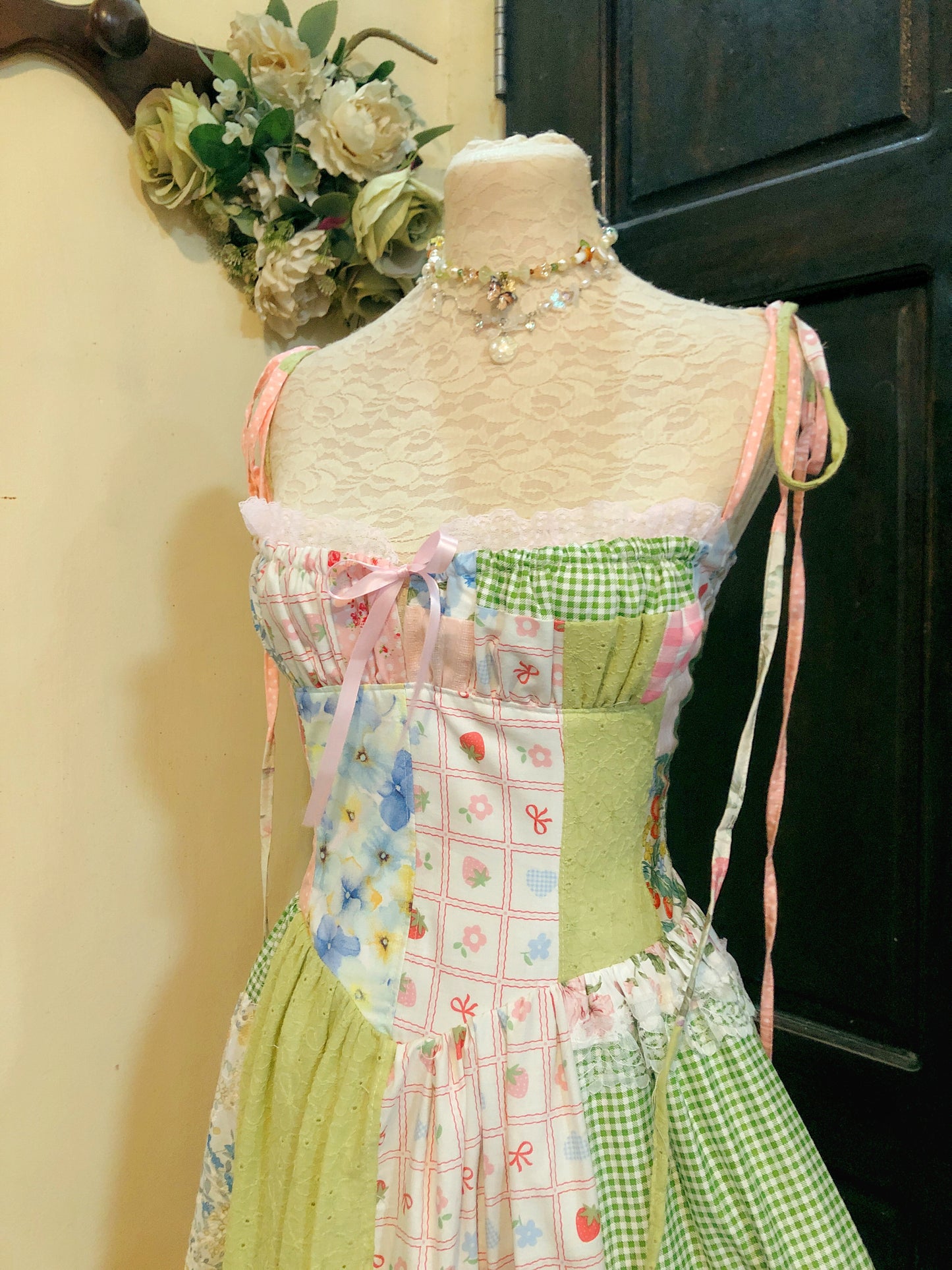 Garden of Flowers Patchwork Corset Handmade Dress
