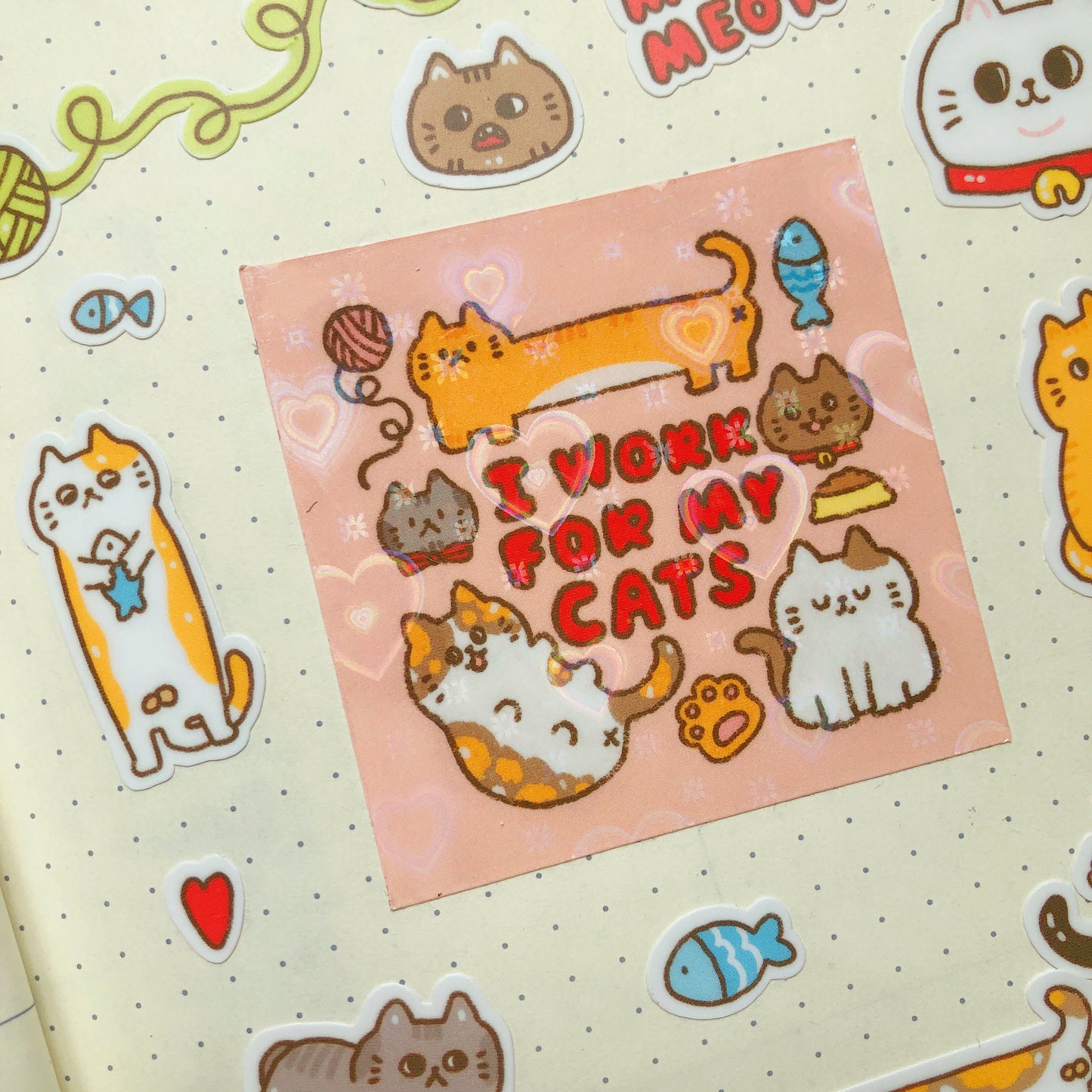 I work for my Cats - Vinyl Sticker