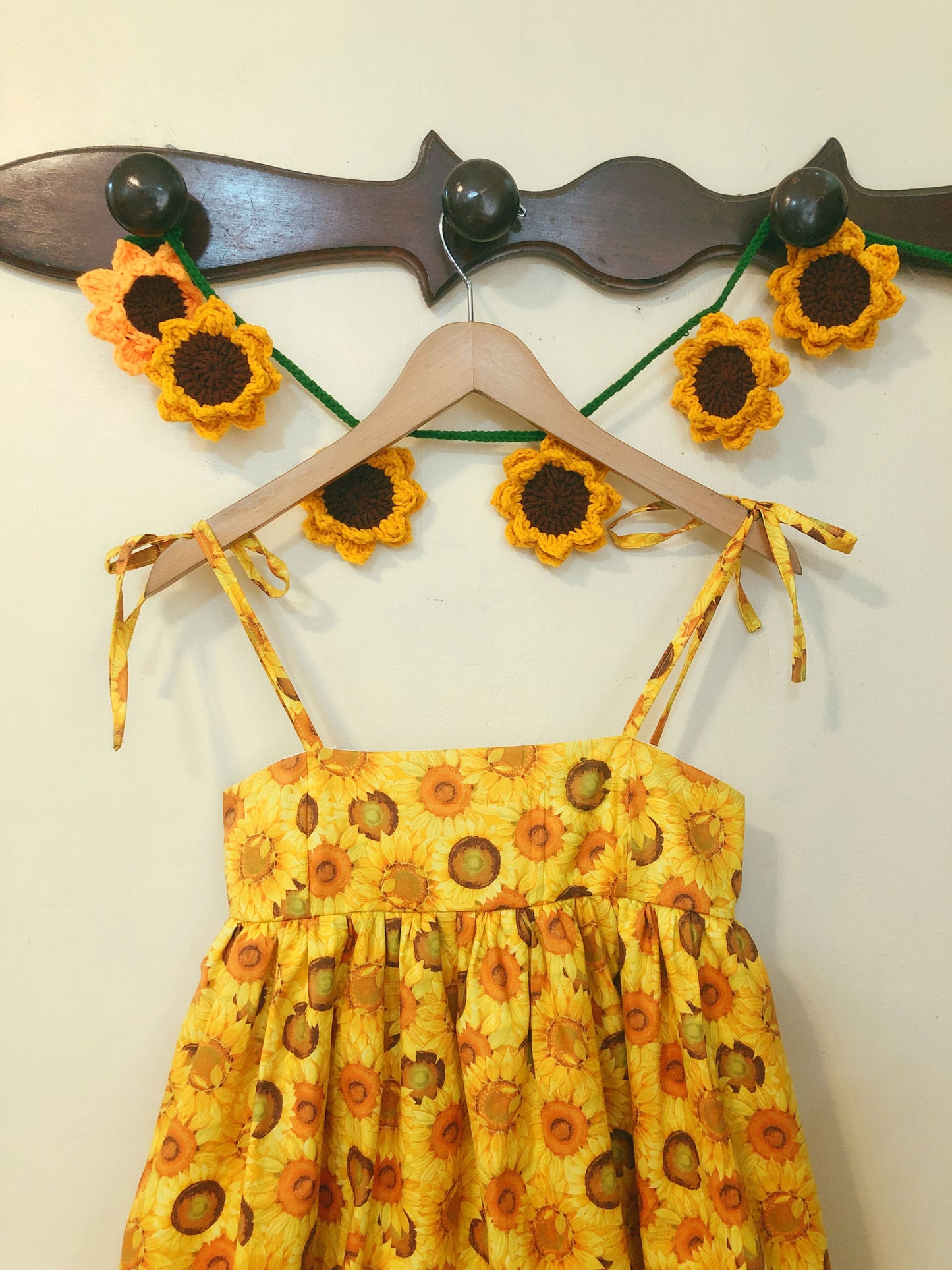 Cute Sunflower Ribbon Handmade Dress