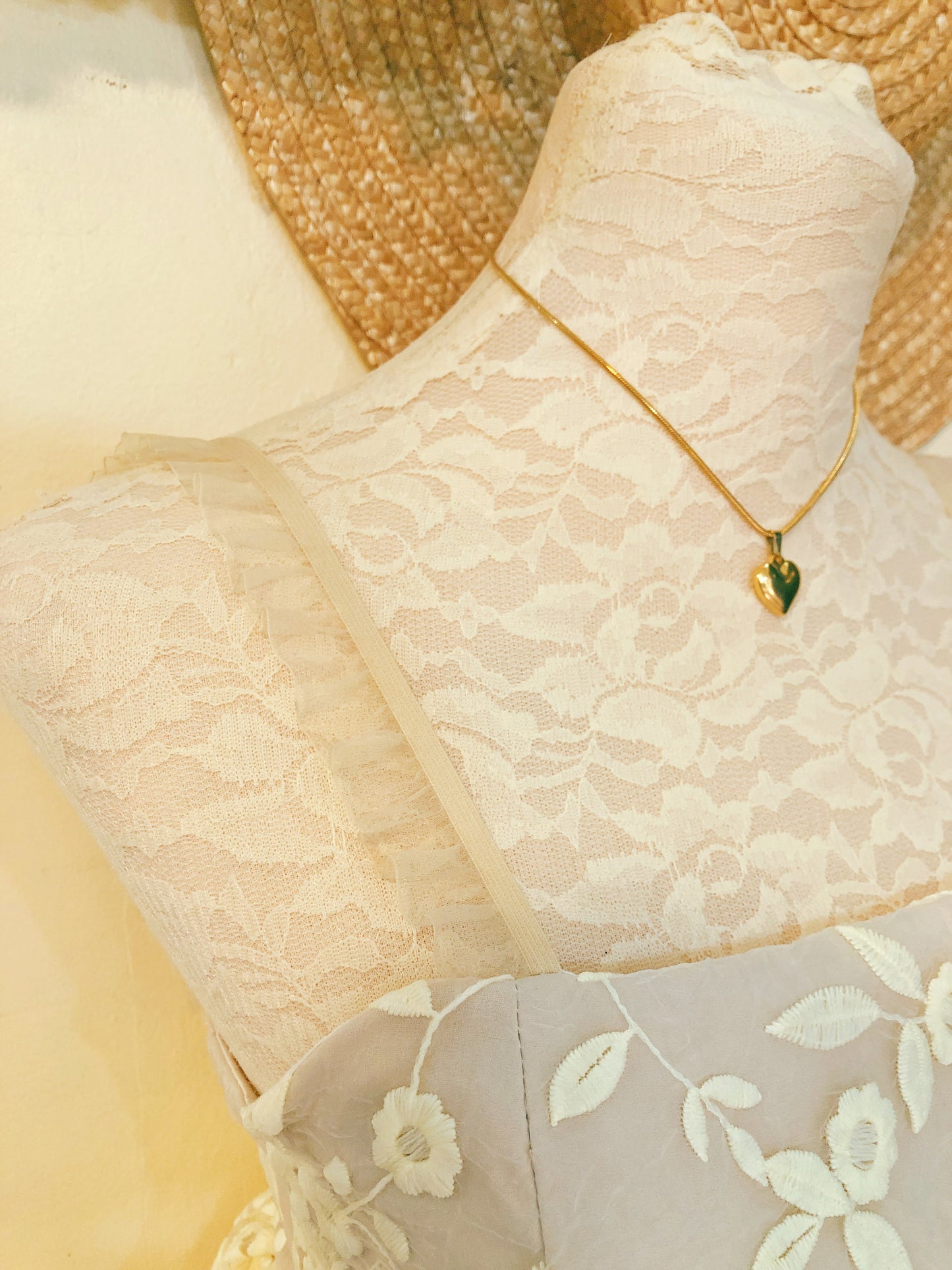 Cream Flower Embroidered Handmade Dress