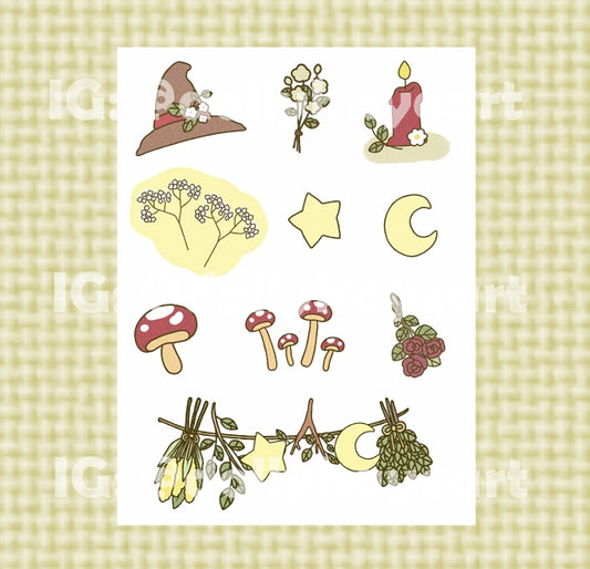 Cottagecore Witch Sticker Sheet