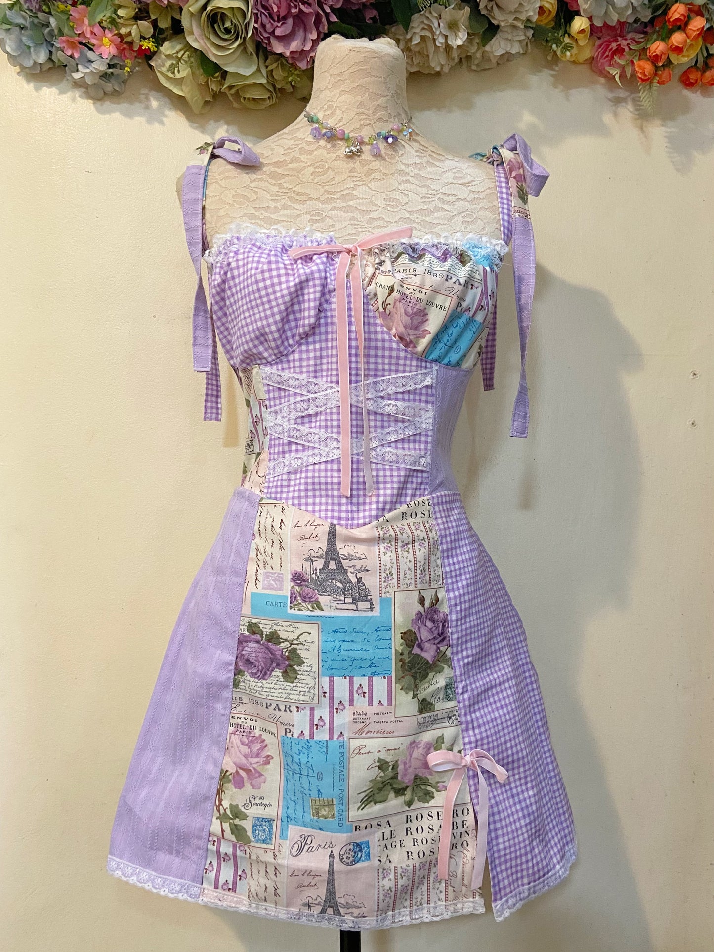 Purple Blooms Patchwork Handmade Dress